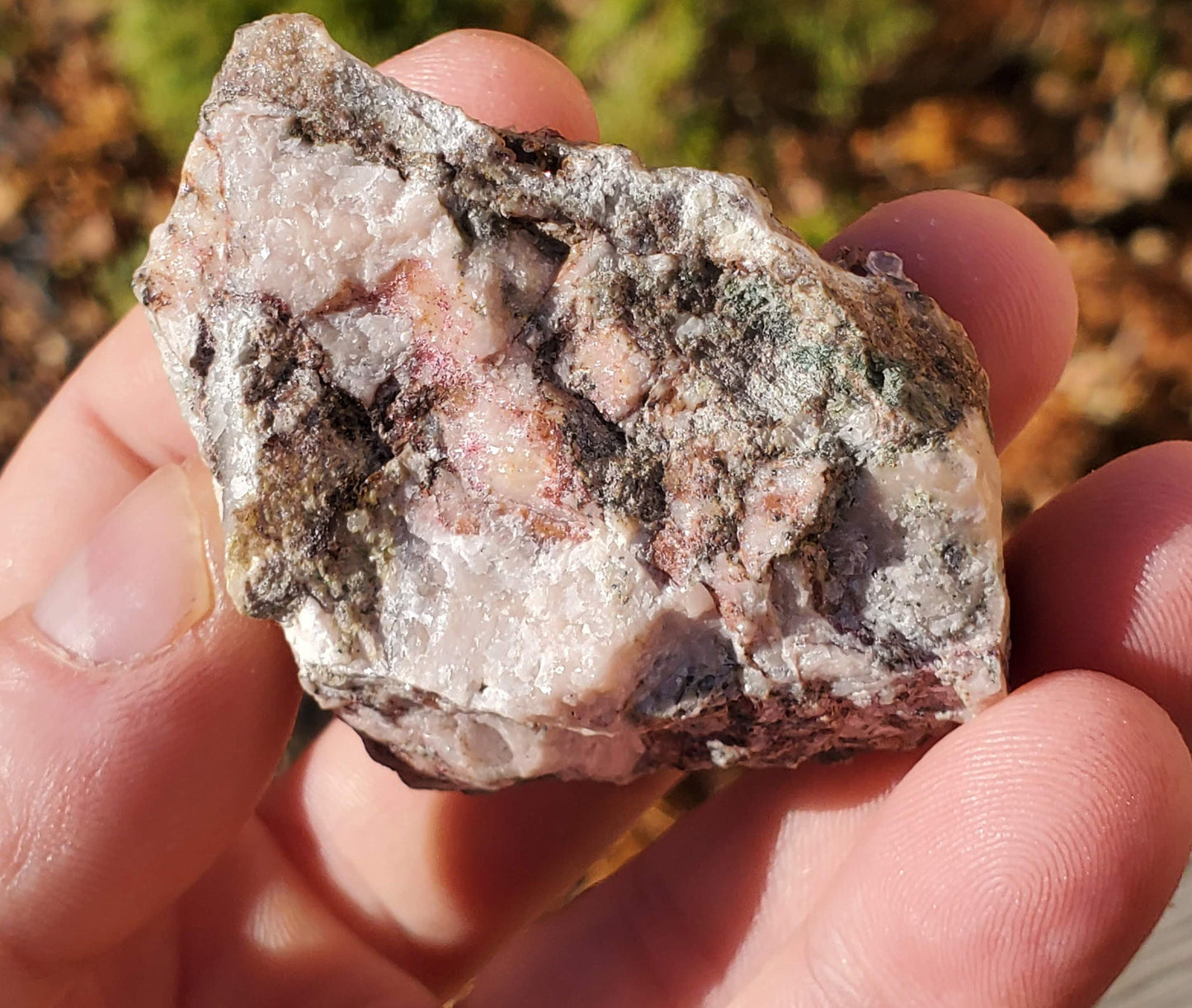 Roselite with Calcite on matrix from Bou Azzer, Morocco