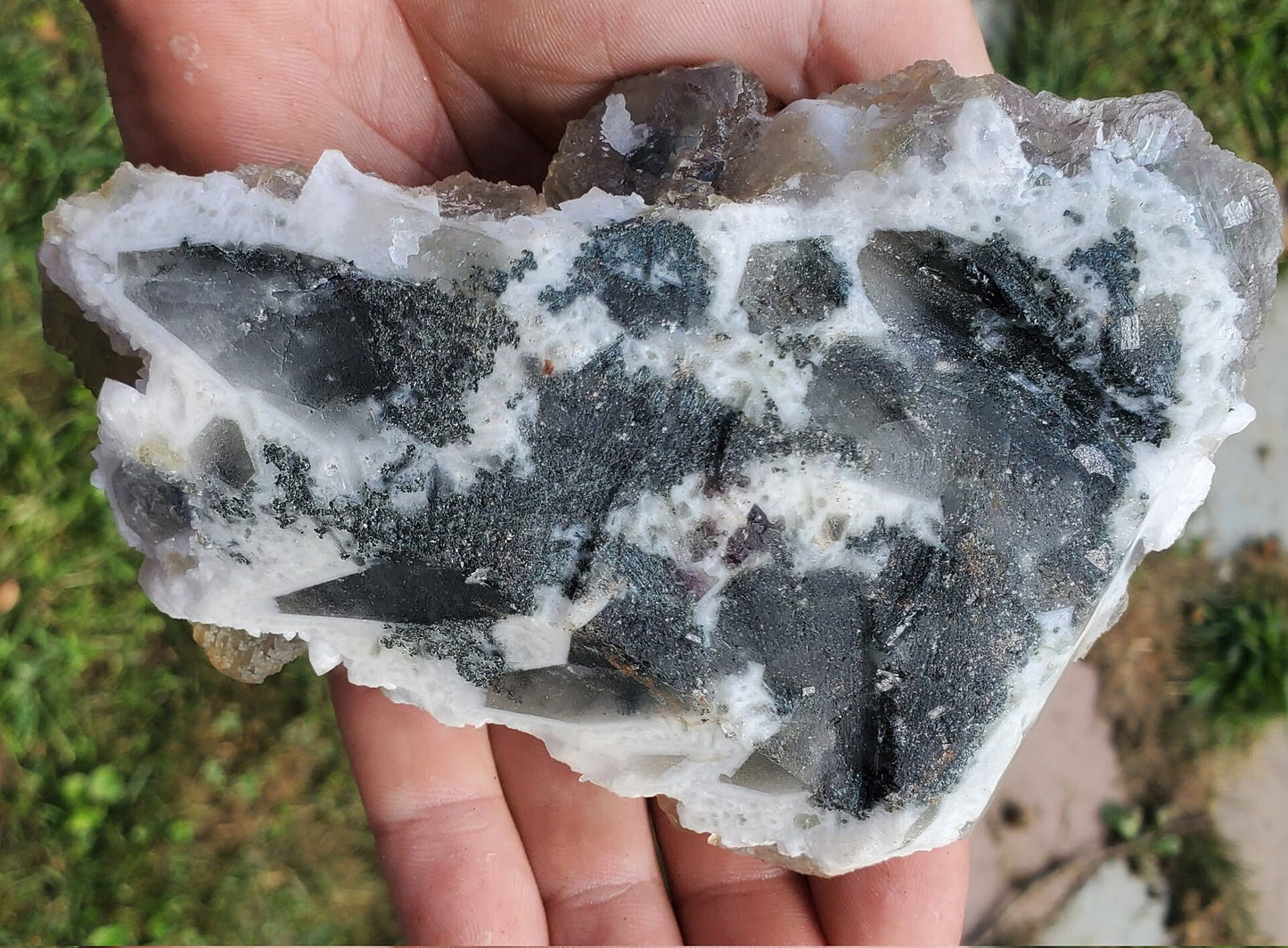 Fluorescent Etched Fluorite on Milky Quartz from Inner Mongolia China