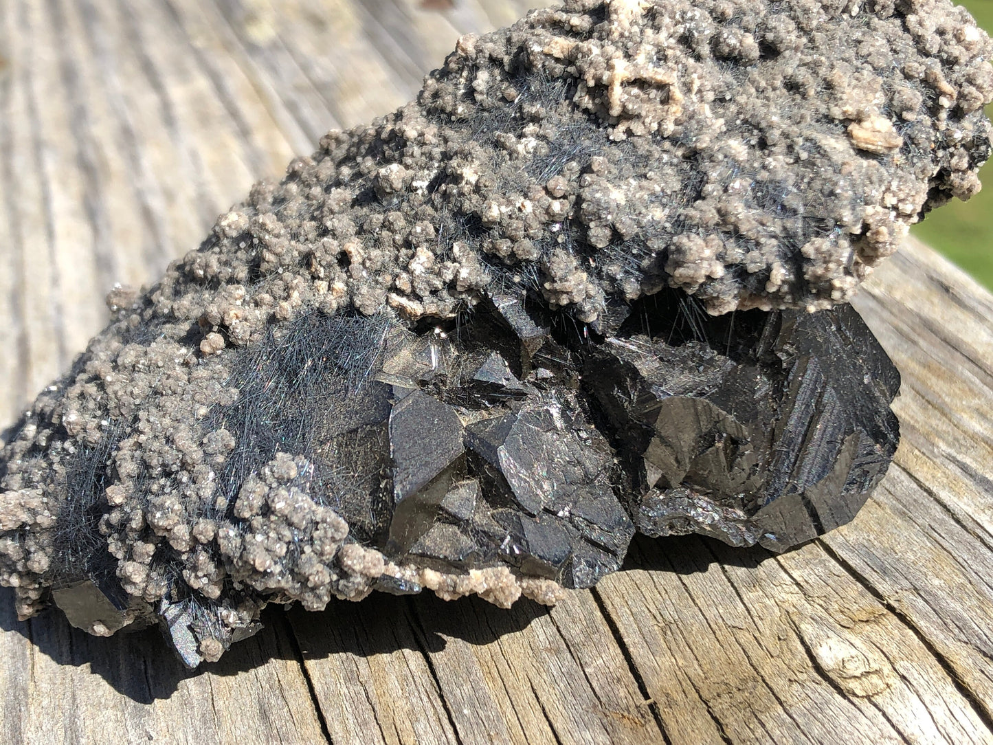 Cabinet Boulangerite on Sphalerite from Buena Noche Mine Mexico