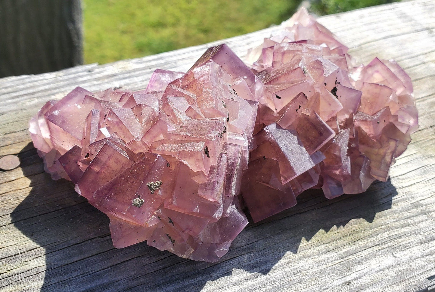 Window Fluorite with Pyrite from Yaogangxian mine, China