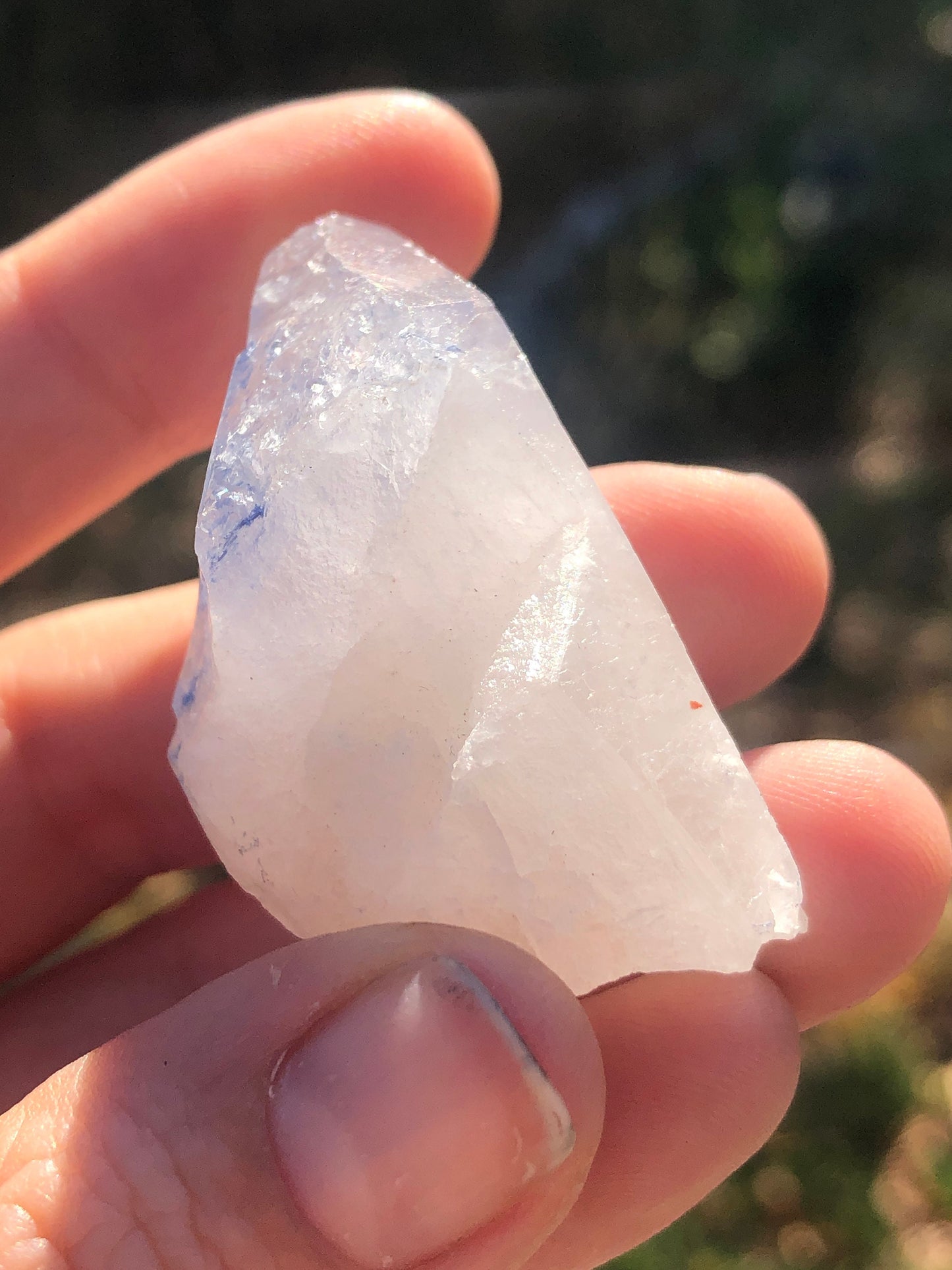 Quartz Point with Dumortierite Inclusions from Brazil
