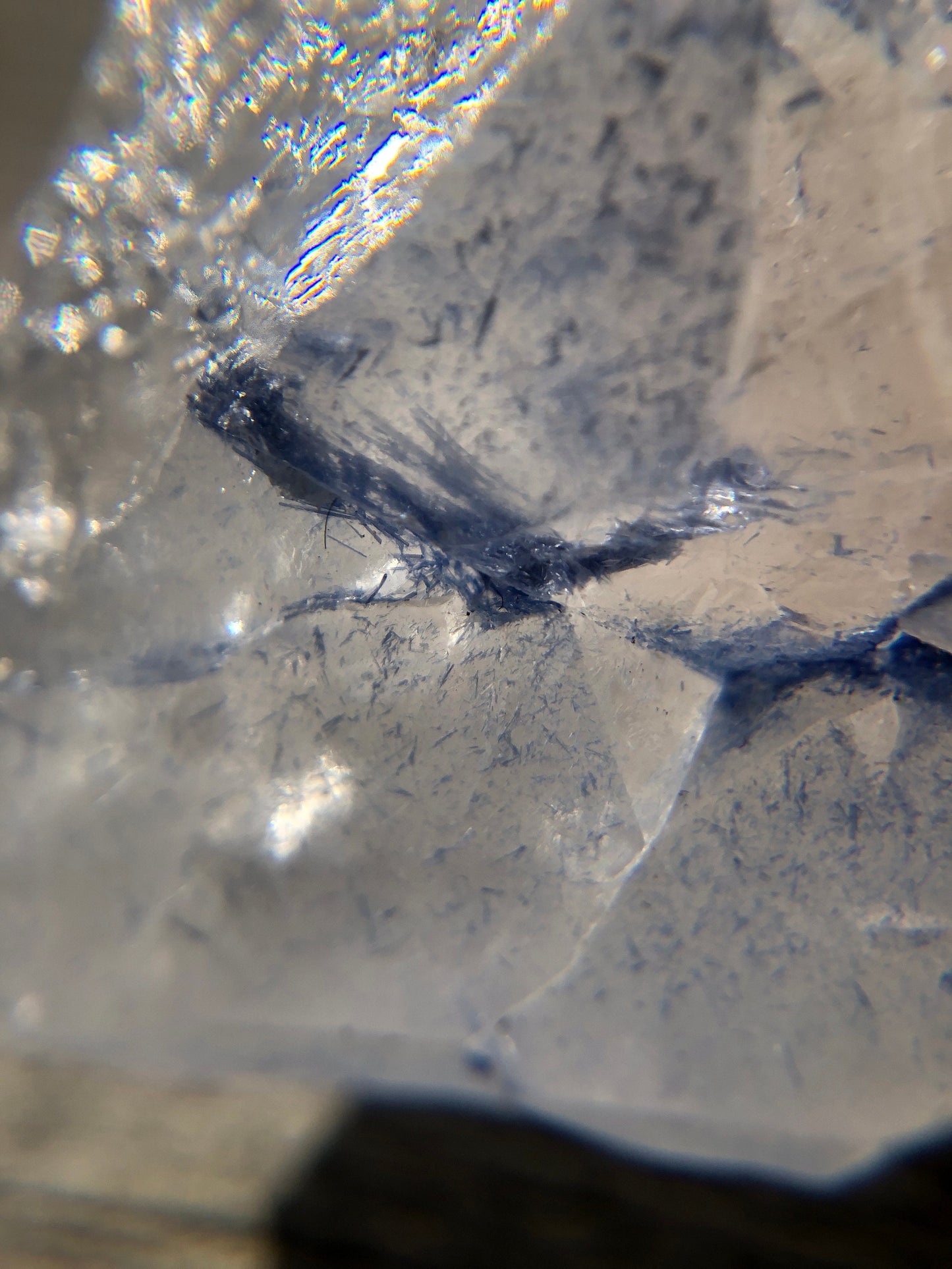 Quartz Point with Dumortierite Inclusions from Brazil