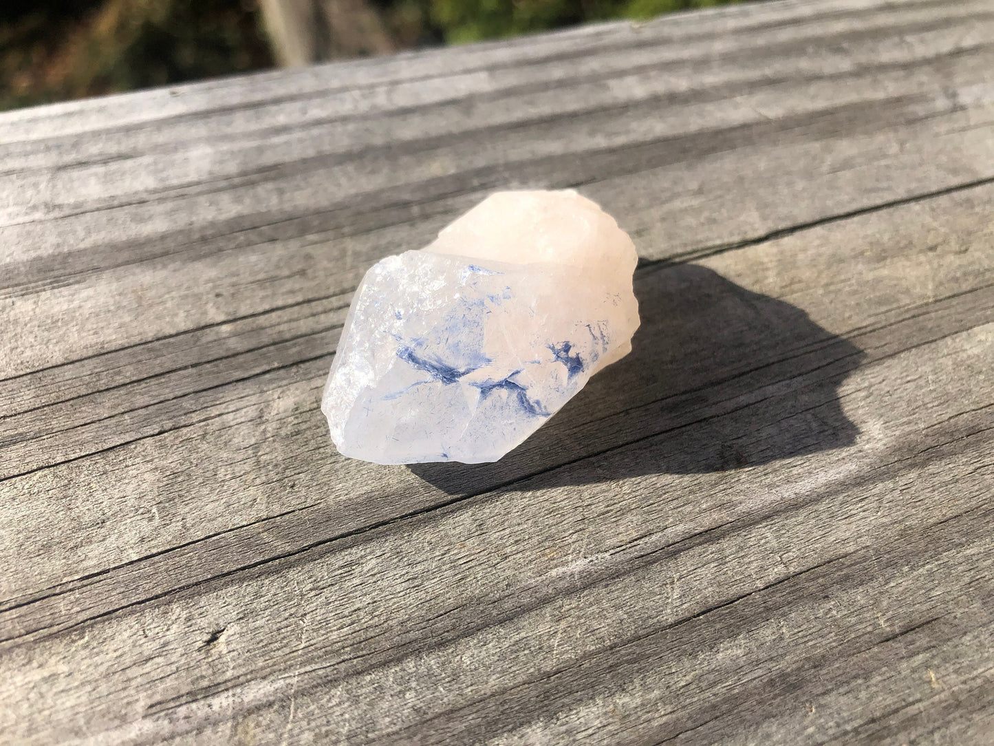 Quartz Point with Dumortierite Inclusions from Brazil