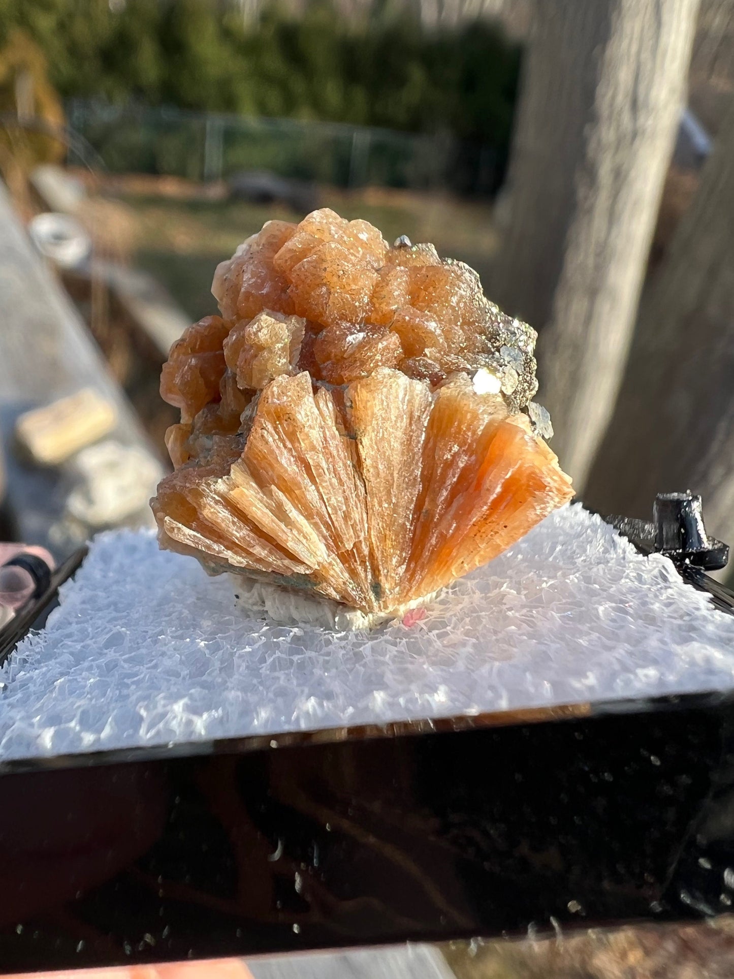 Pyrite on Orange Stilbite from New Jersey USA