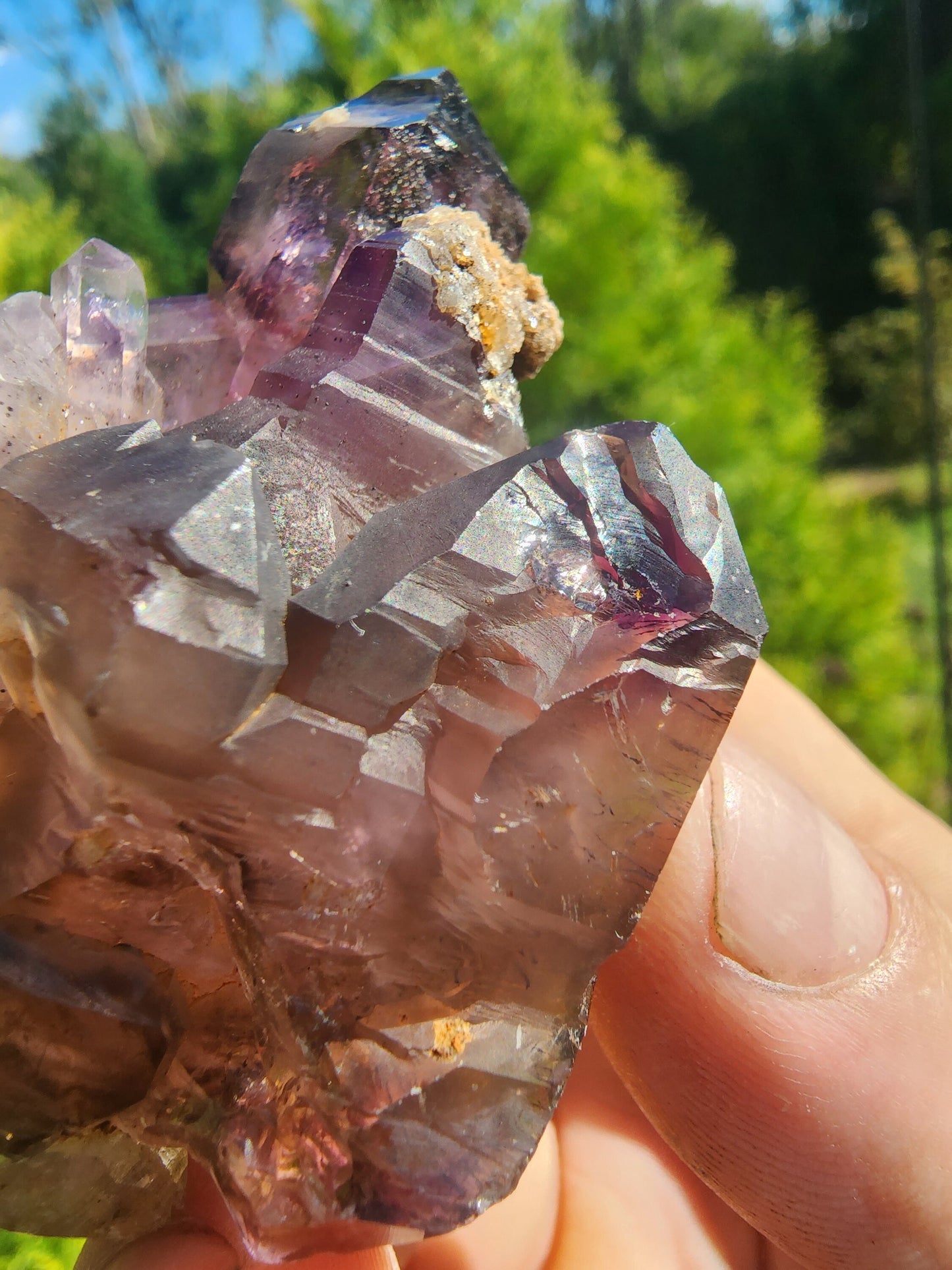 Amethyst Smoky Quartz Scepter with Hematite from Chibuku Mine, Zimbabwe