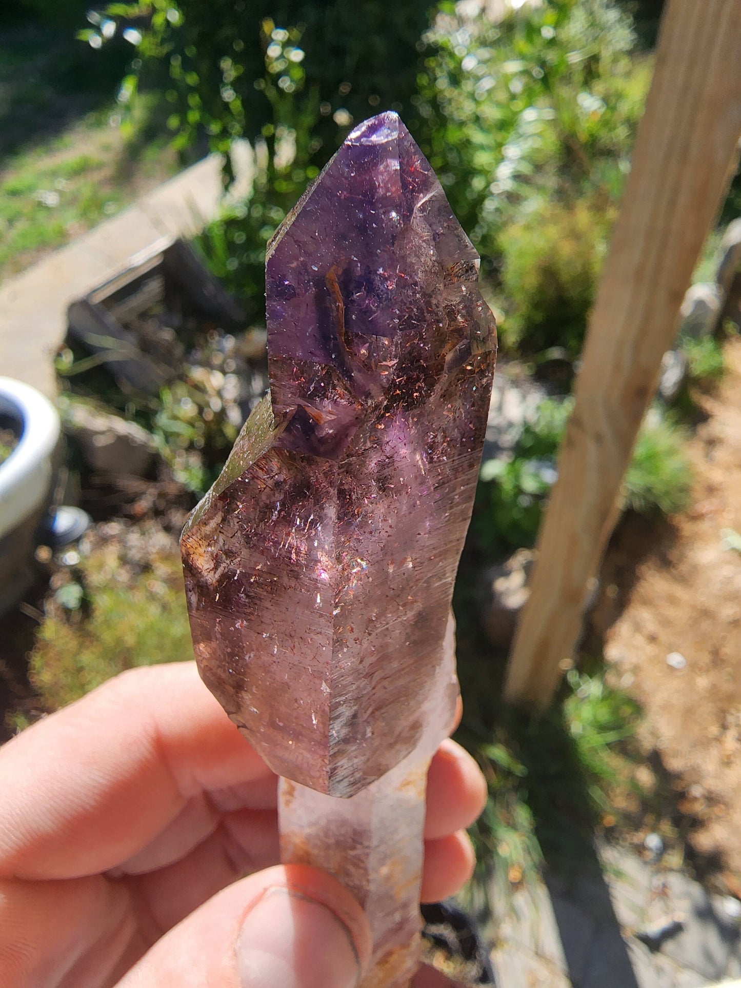 Large Smoky Amethyst Scepter with Hematite Inclusions from Zambia Africa