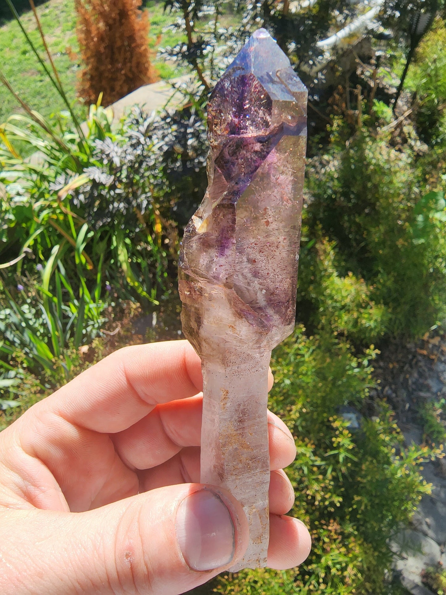 Large Smoky Amethyst Scepter with Hematite Inclusions from Zambia Africa