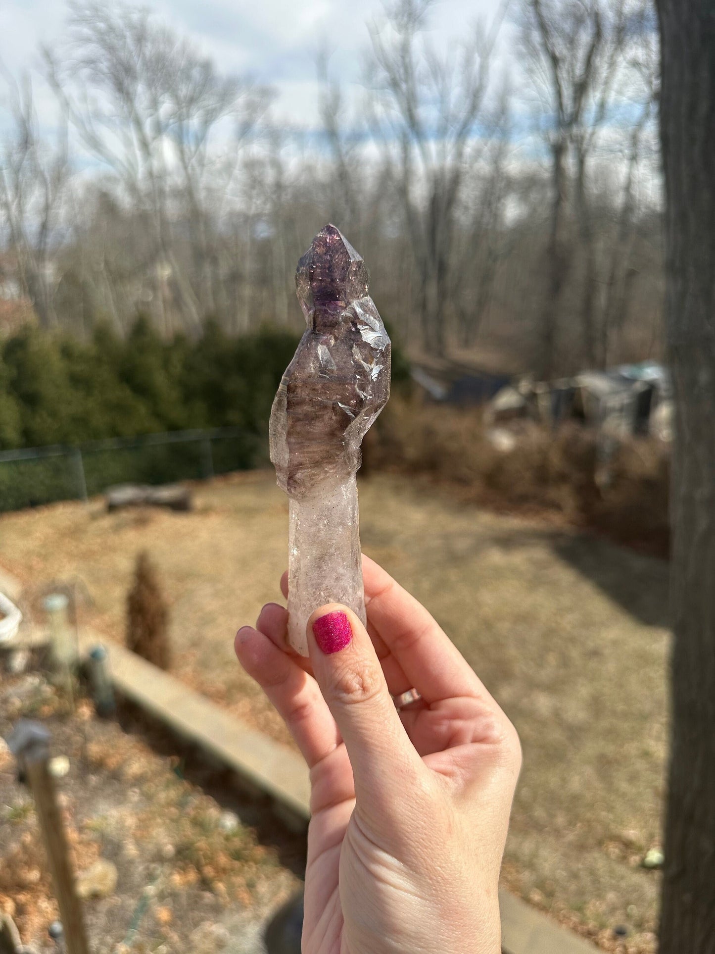 Large Smoky Amethyst Scepter with Hematite Inclusions from Zambia Africa