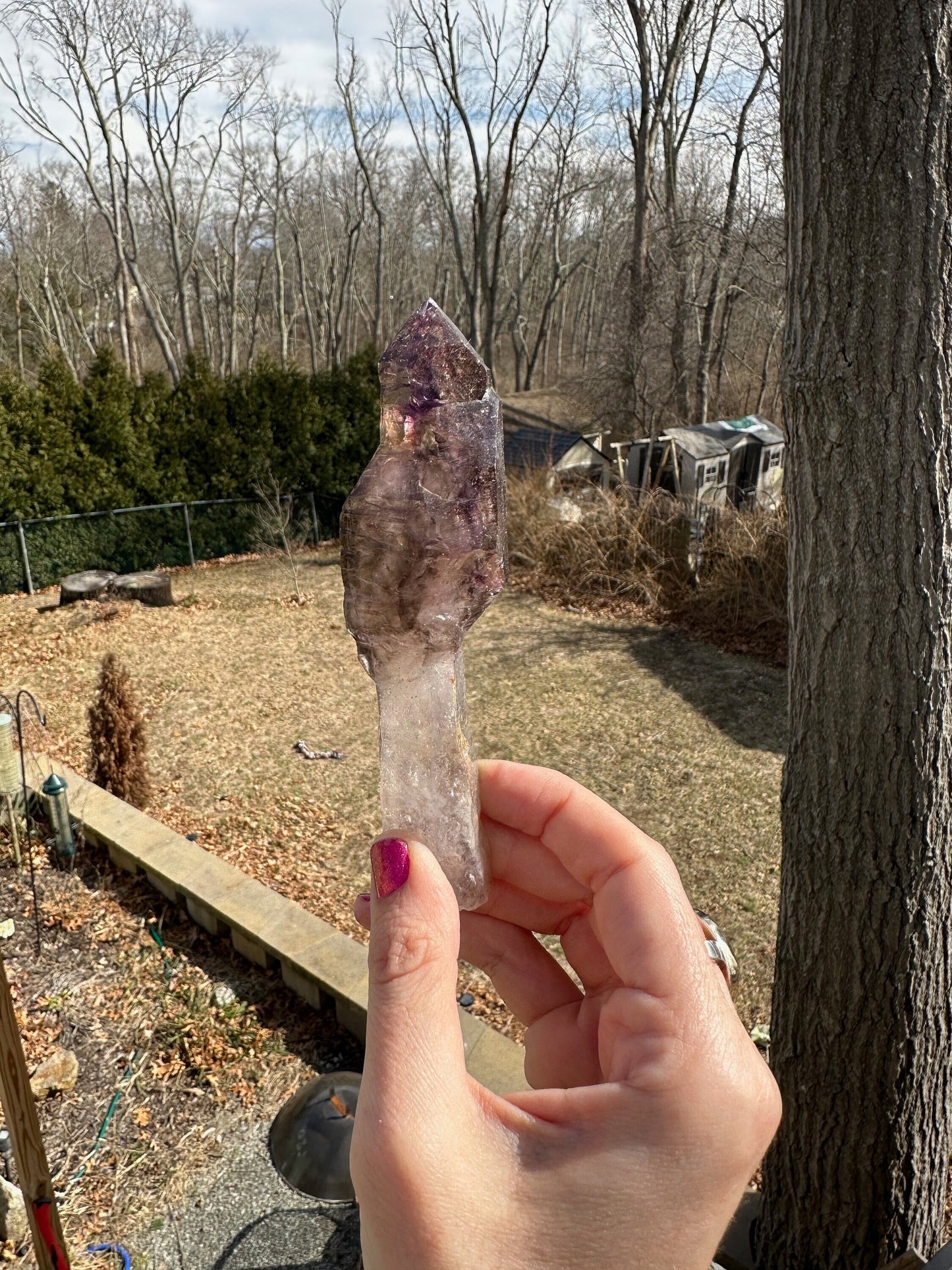 Large Smoky Amethyst Scepter with Hematite Inclusions from Zambia Africa