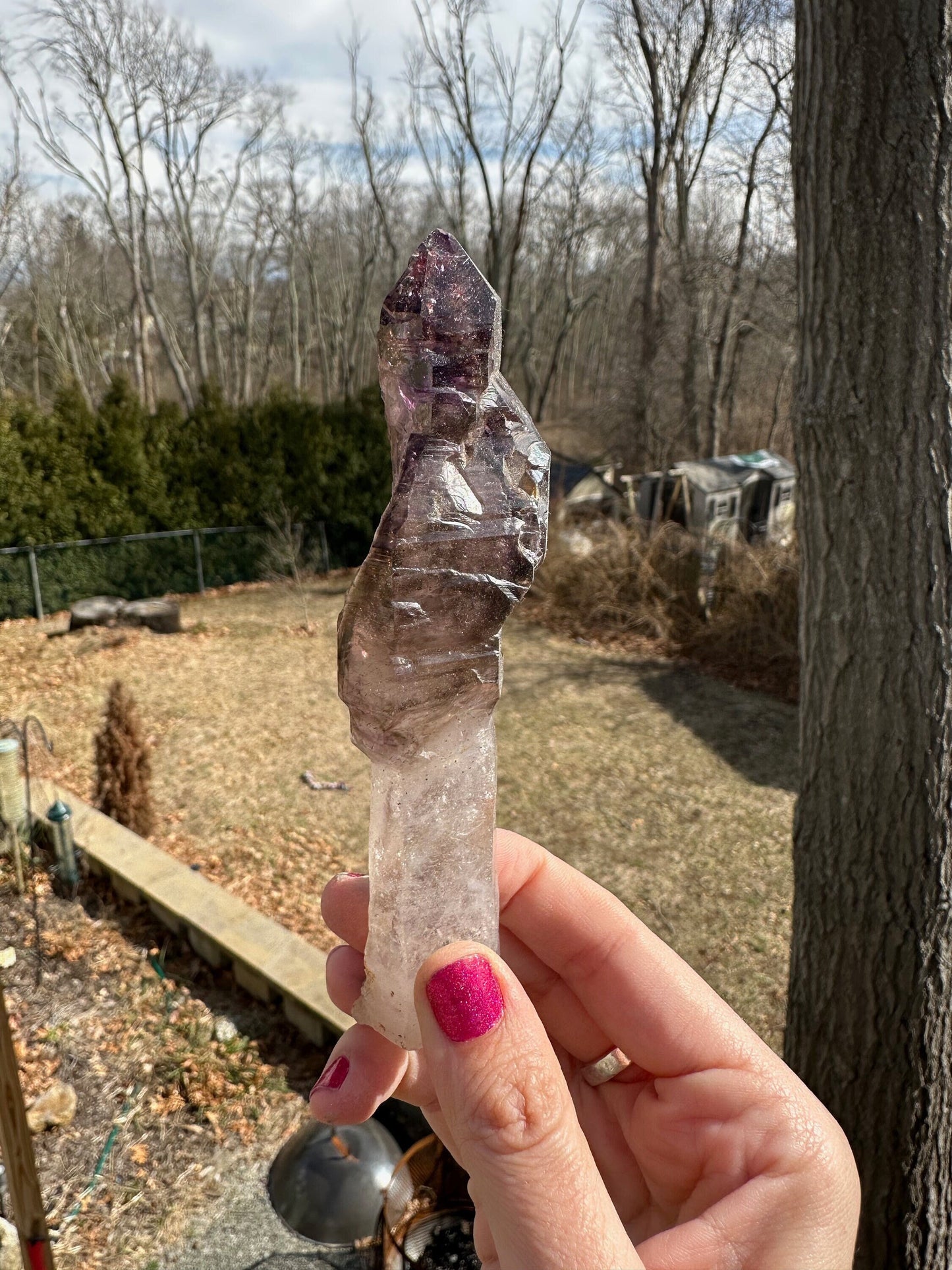Large Smoky Amethyst Scepter with Hematite Inclusions from Zambia Africa