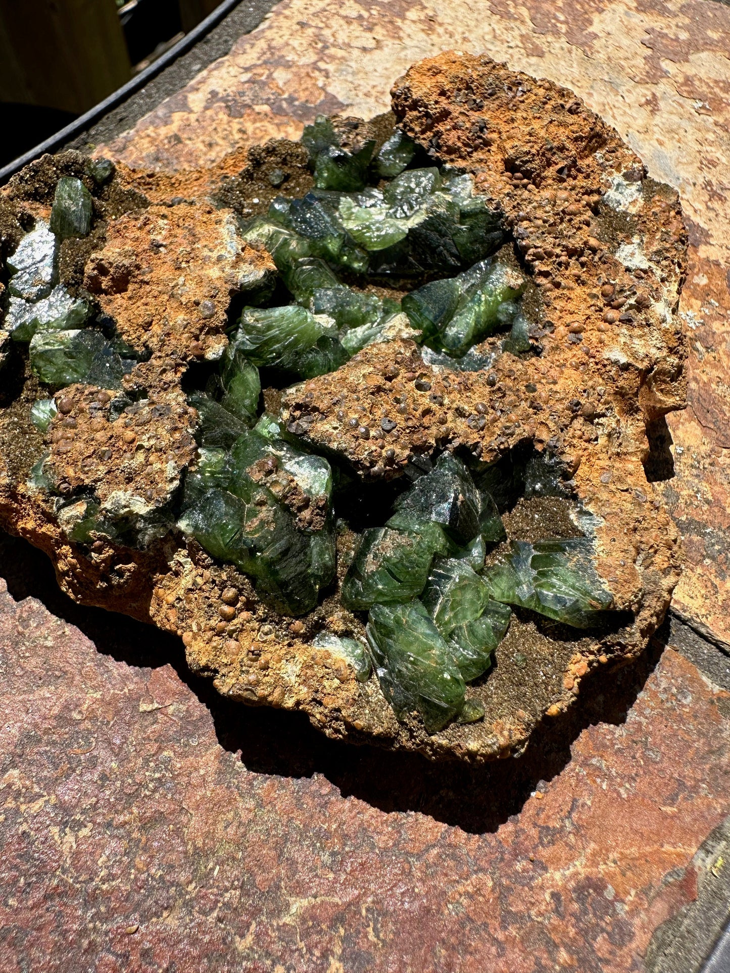 Large Cabinet Ludlamite Crystals in Matrix from Brazil