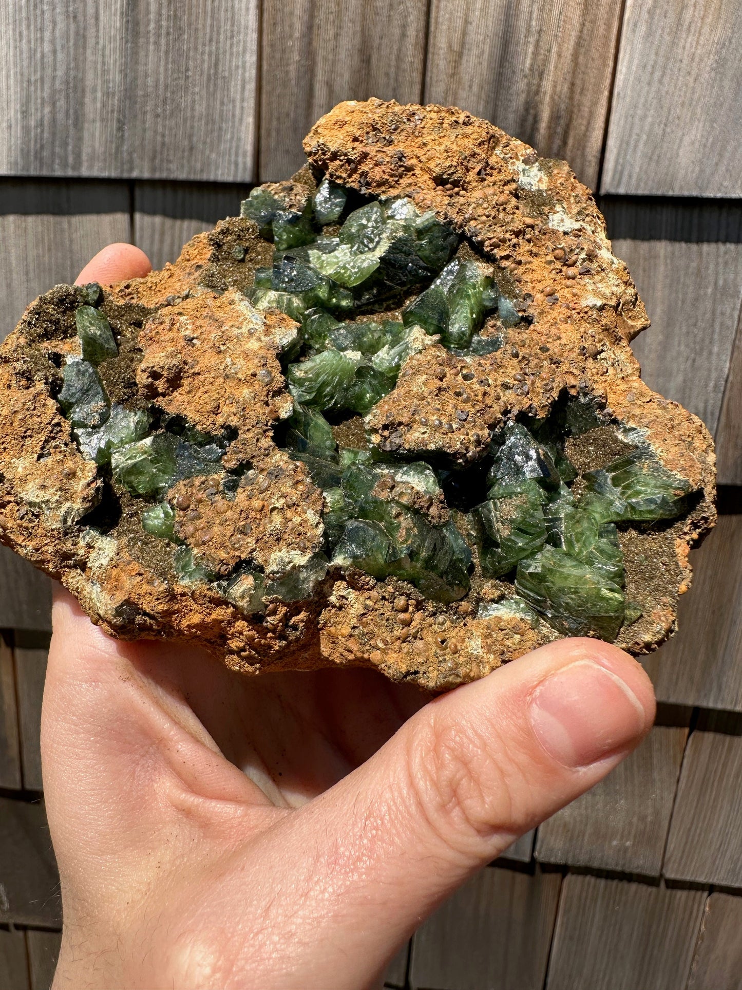 Large Cabinet Ludlamite Crystals in Matrix from Brazil