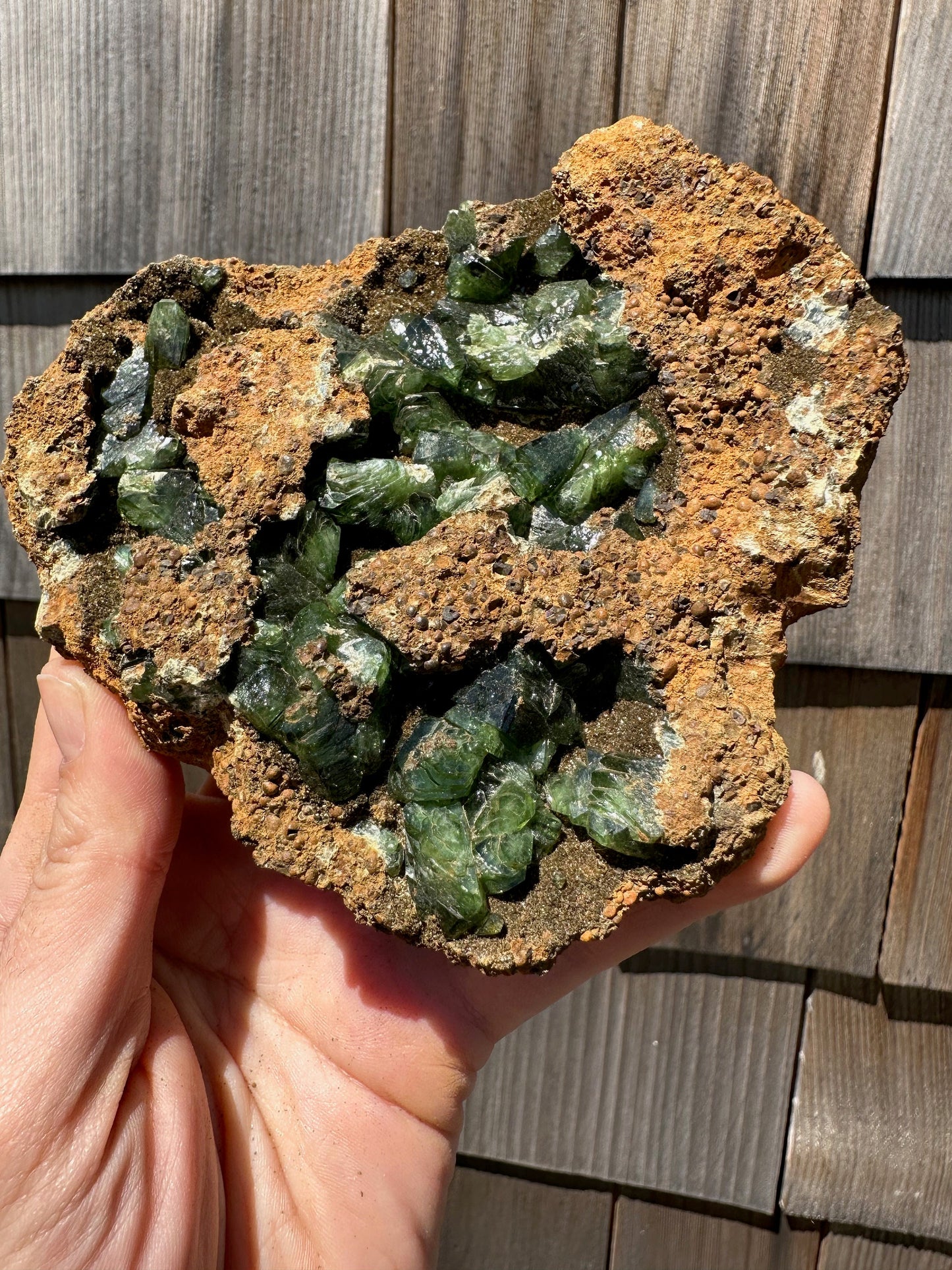 Large Cabinet Ludlamite Crystals in Matrix from Brazil