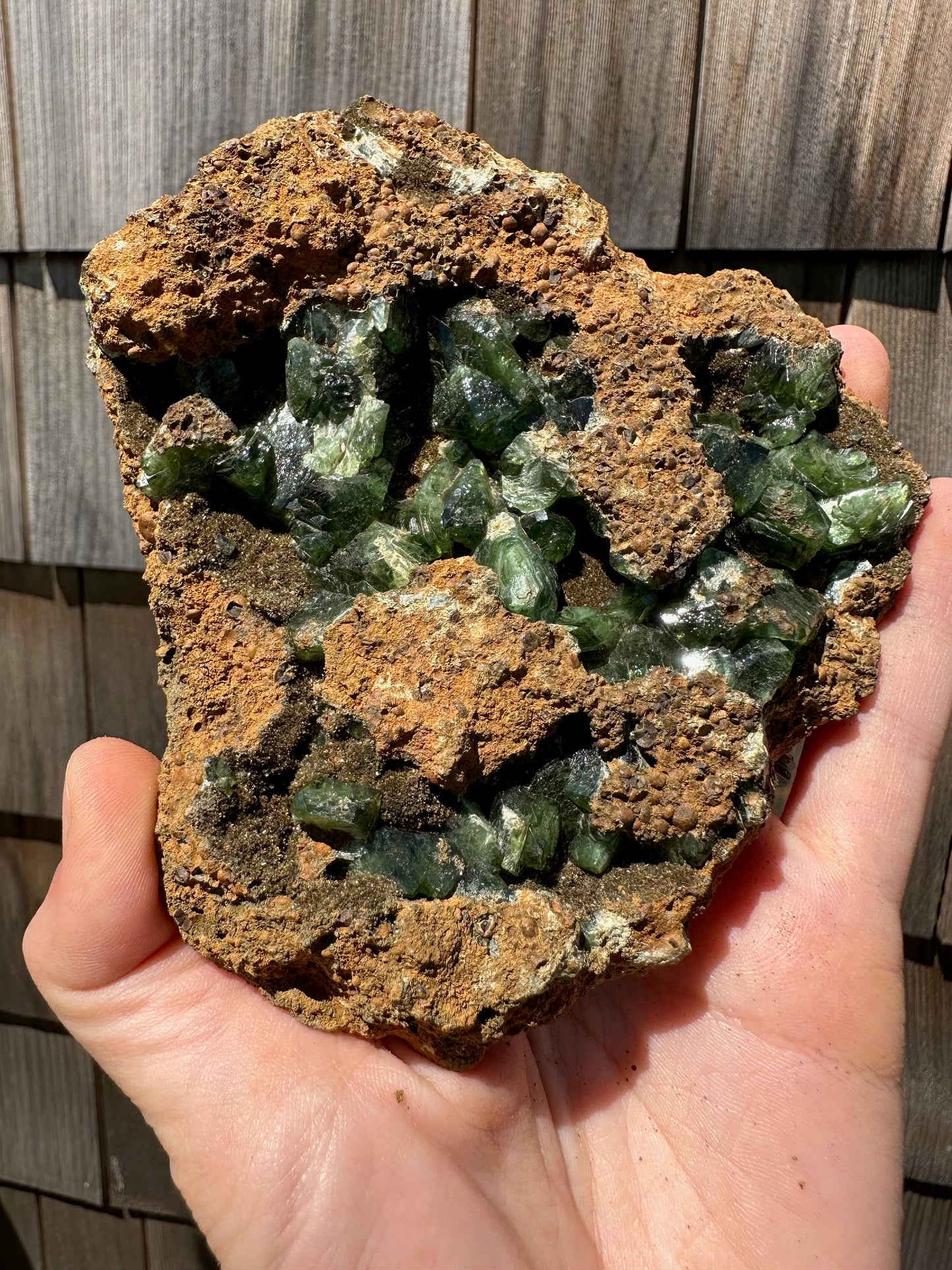 Large Cabinet Ludlamite Crystals in Matrix from Brazil