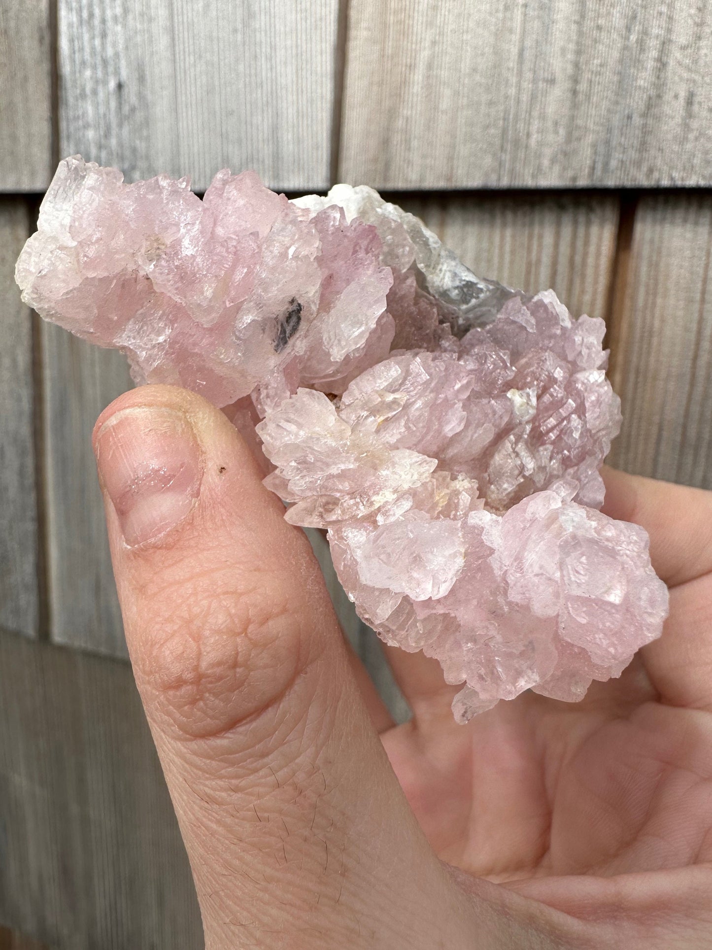 Cabinet Elestial Rose Quartz on Quartz from Brazil