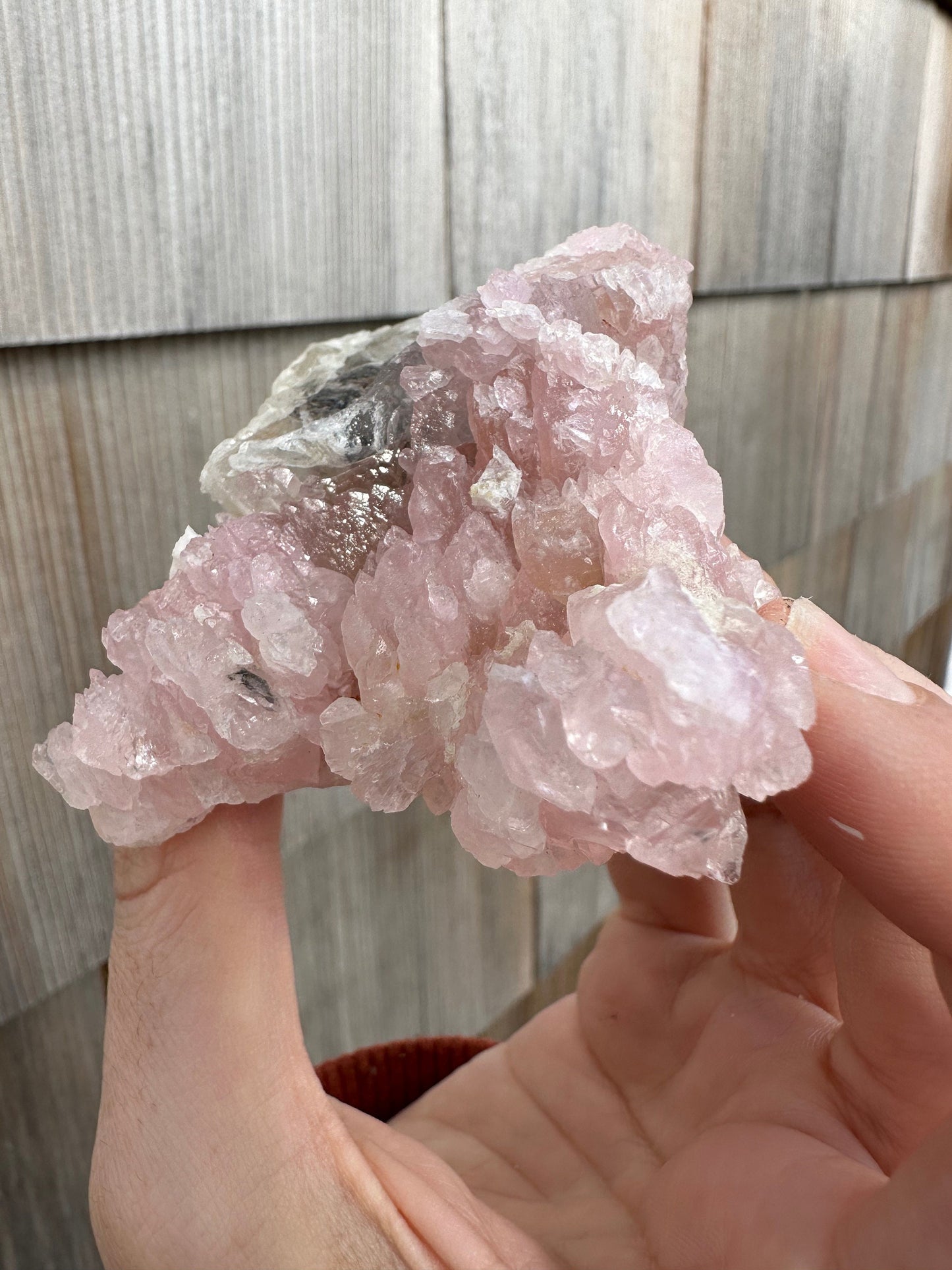 Cabinet Elestial Rose Quartz on Quartz from Brazil