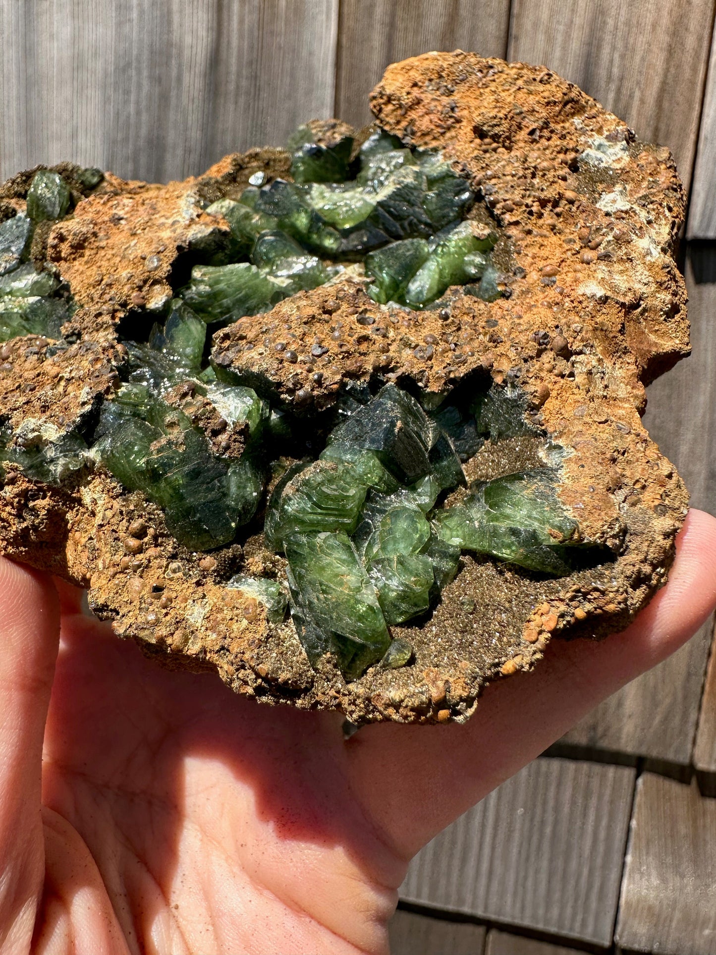 Large Cabinet Ludlamite Crystals in Matrix from Brazil