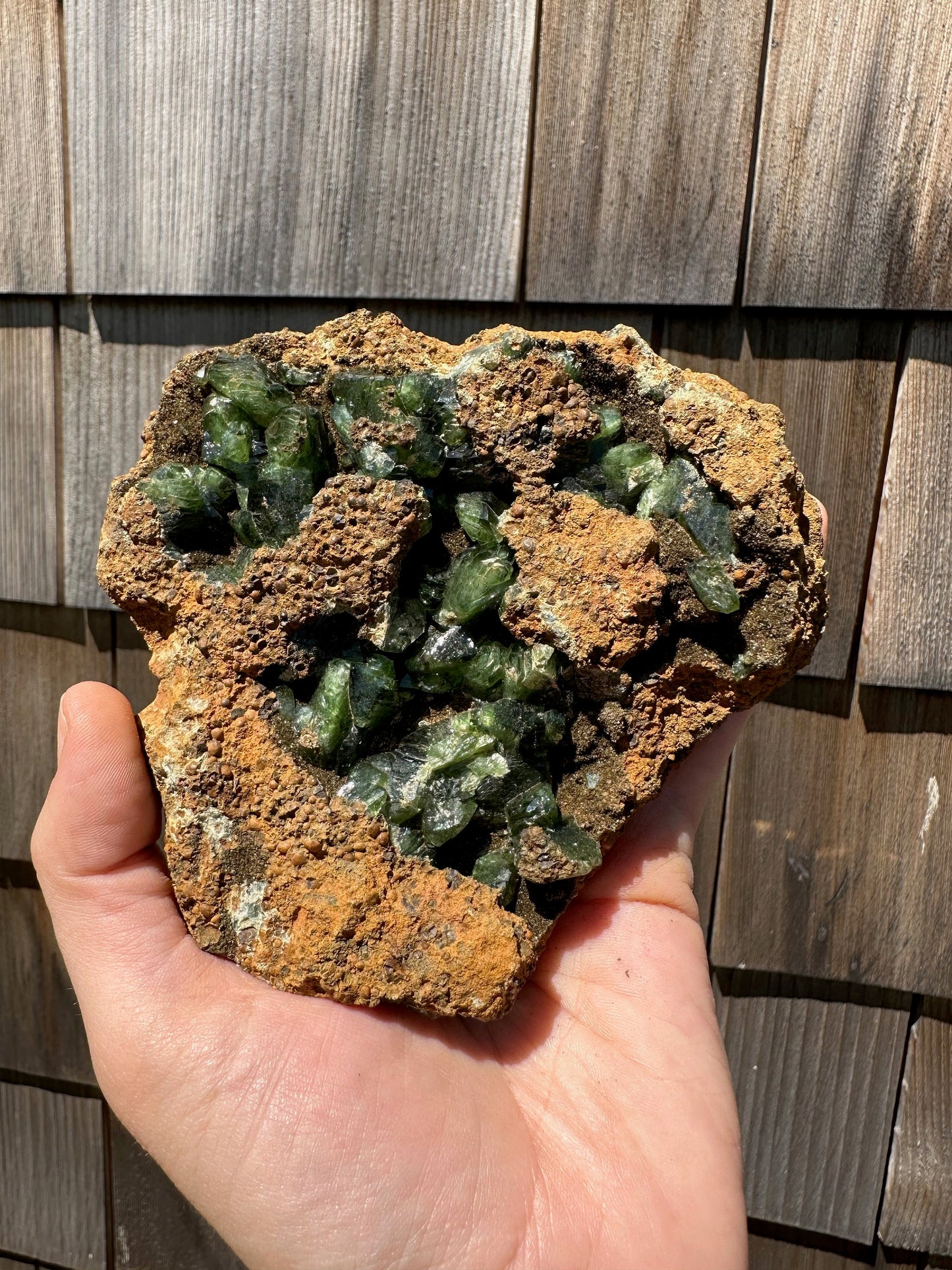 Large Cabinet Ludlamite Crystals in Matrix from Brazil