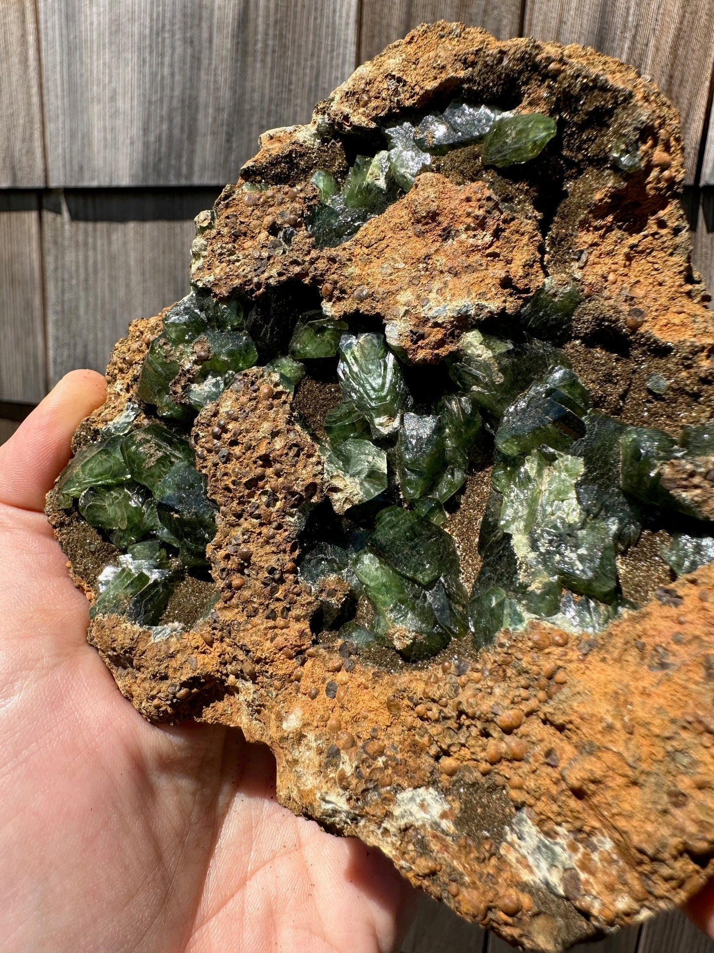 Large Cabinet Ludlamite Crystals in Matrix from Brazil