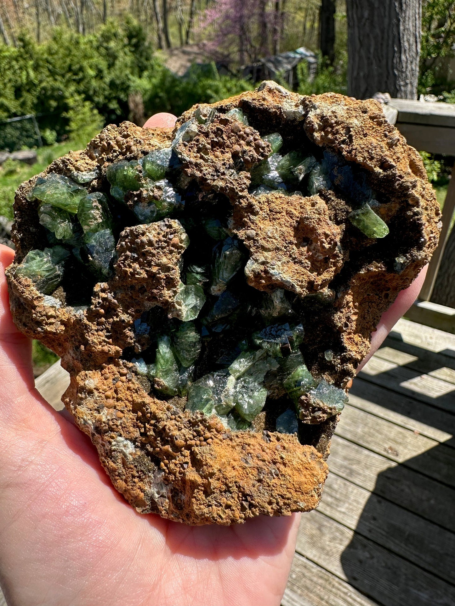 Large Cabinet Ludlamite Crystals in Matrix from Brazil