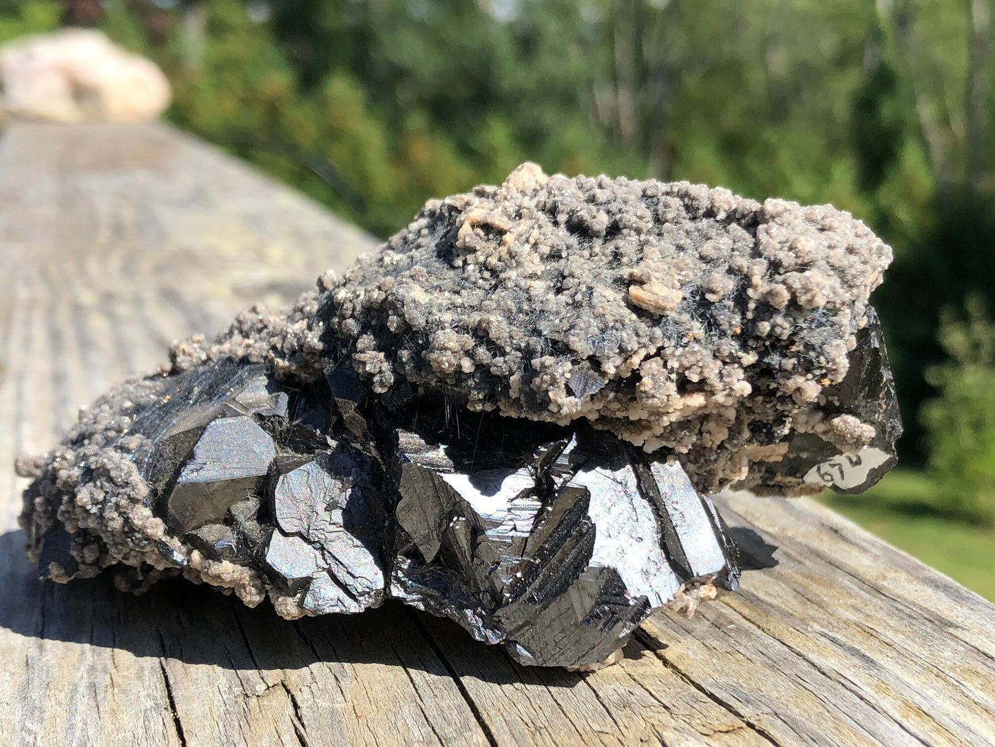 Cabinet Boulangerite on Sphalerite from Buena Noche Mine Mexico