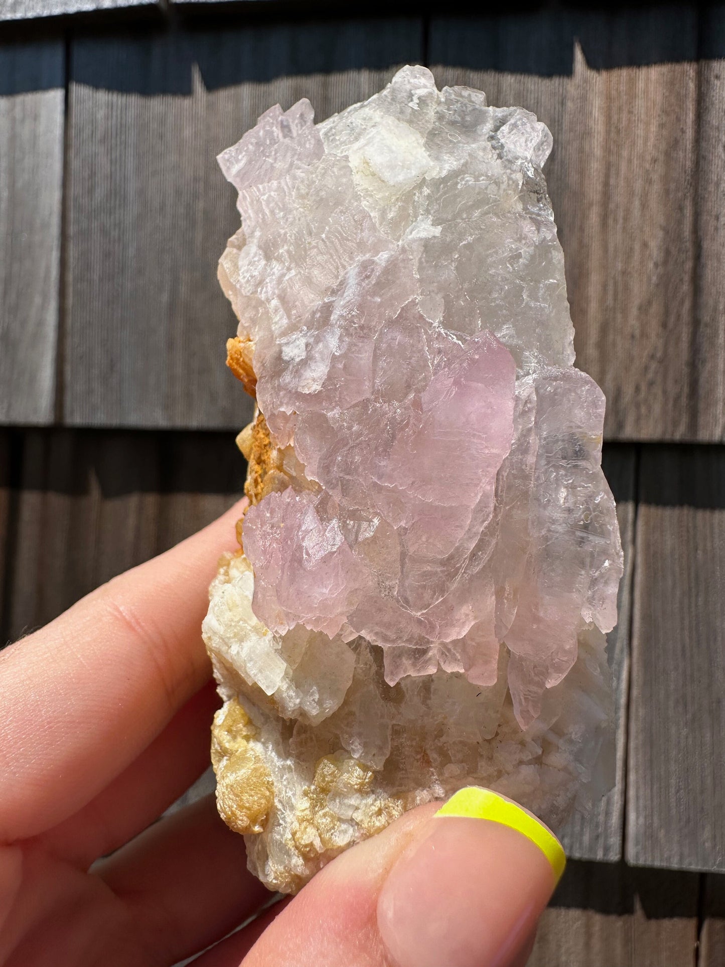 Cabinet Elestial Rose Quartz on Quartz from Brazil