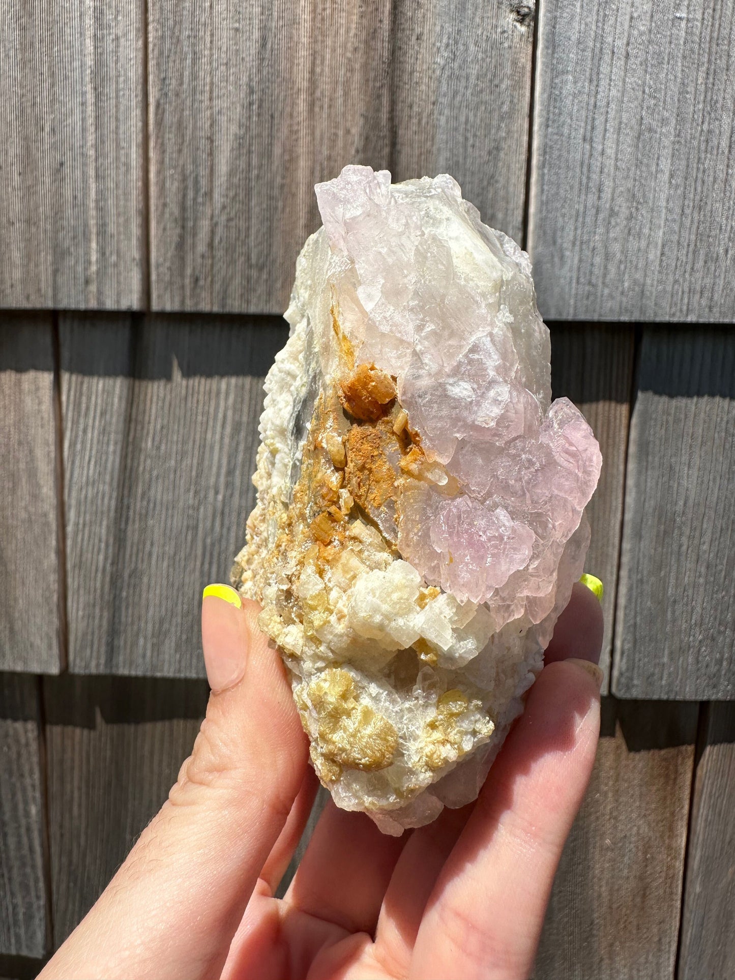 Cabinet Elestial Rose Quartz on Quartz from Brazil