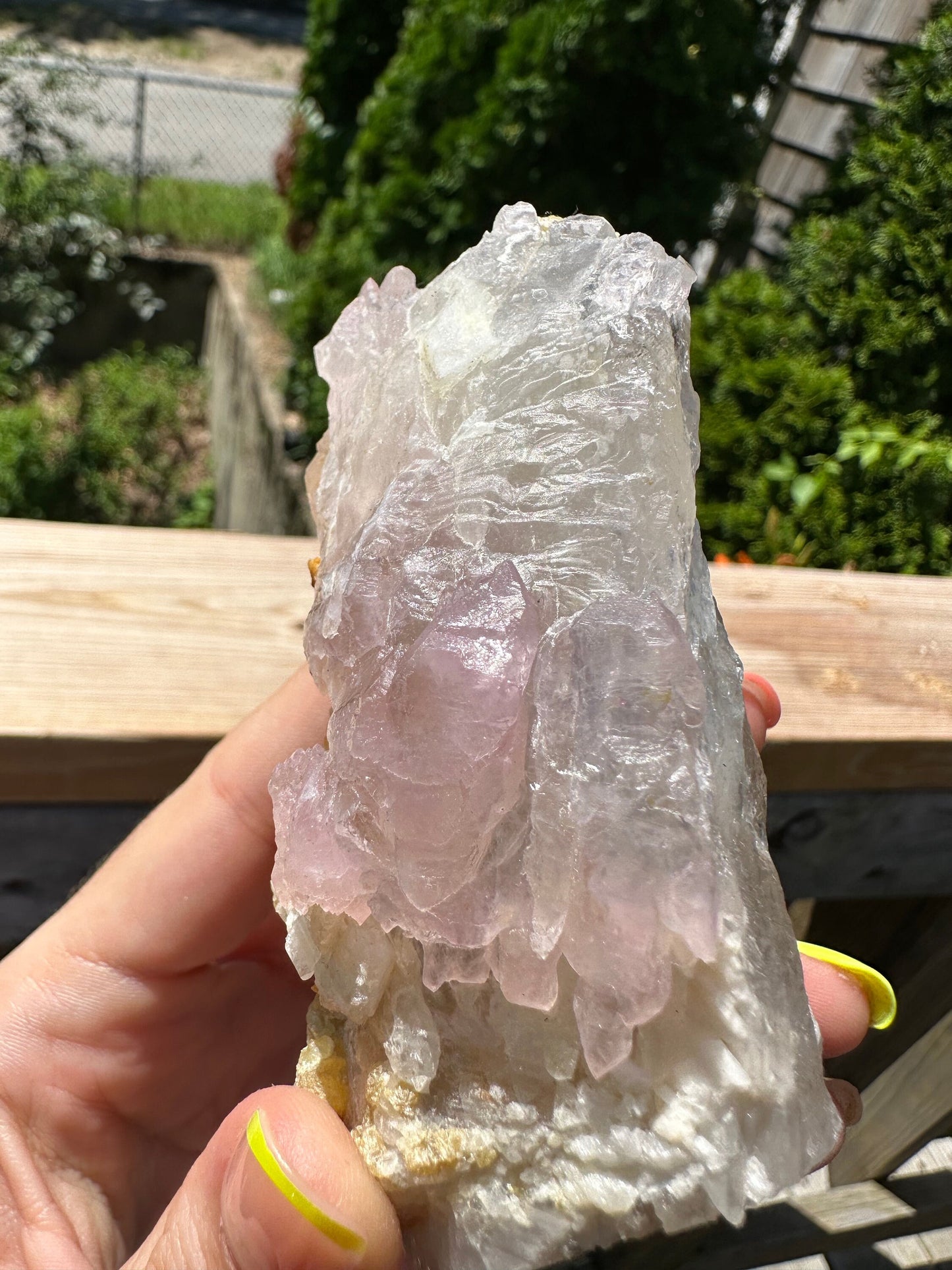 Cabinet Elestial Rose Quartz on Quartz from Brazil