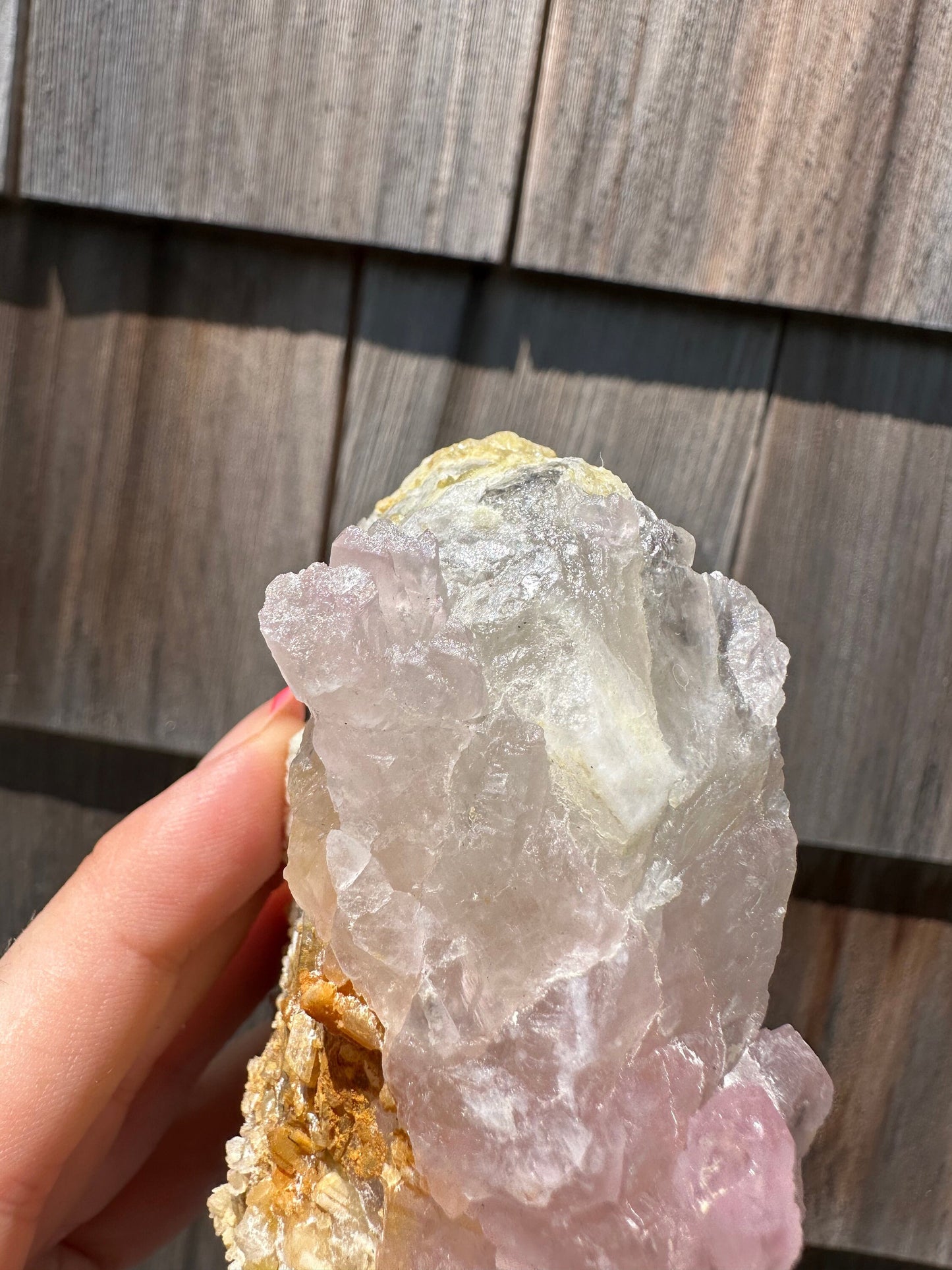 Cabinet Elestial Rose Quartz on Quartz from Brazil