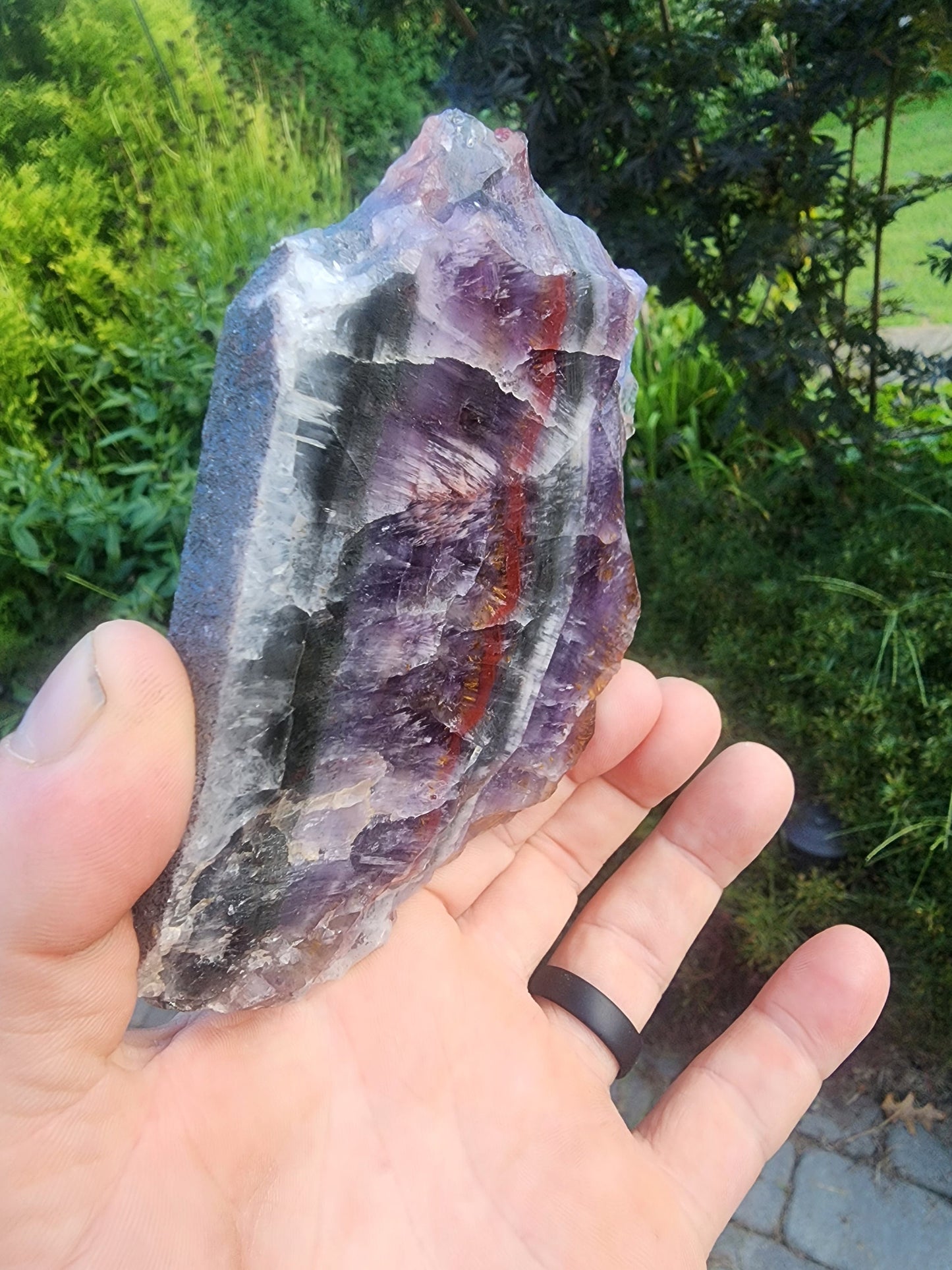 Large Super Seven Quartz Multi Layered Crystal Slab from Brazil