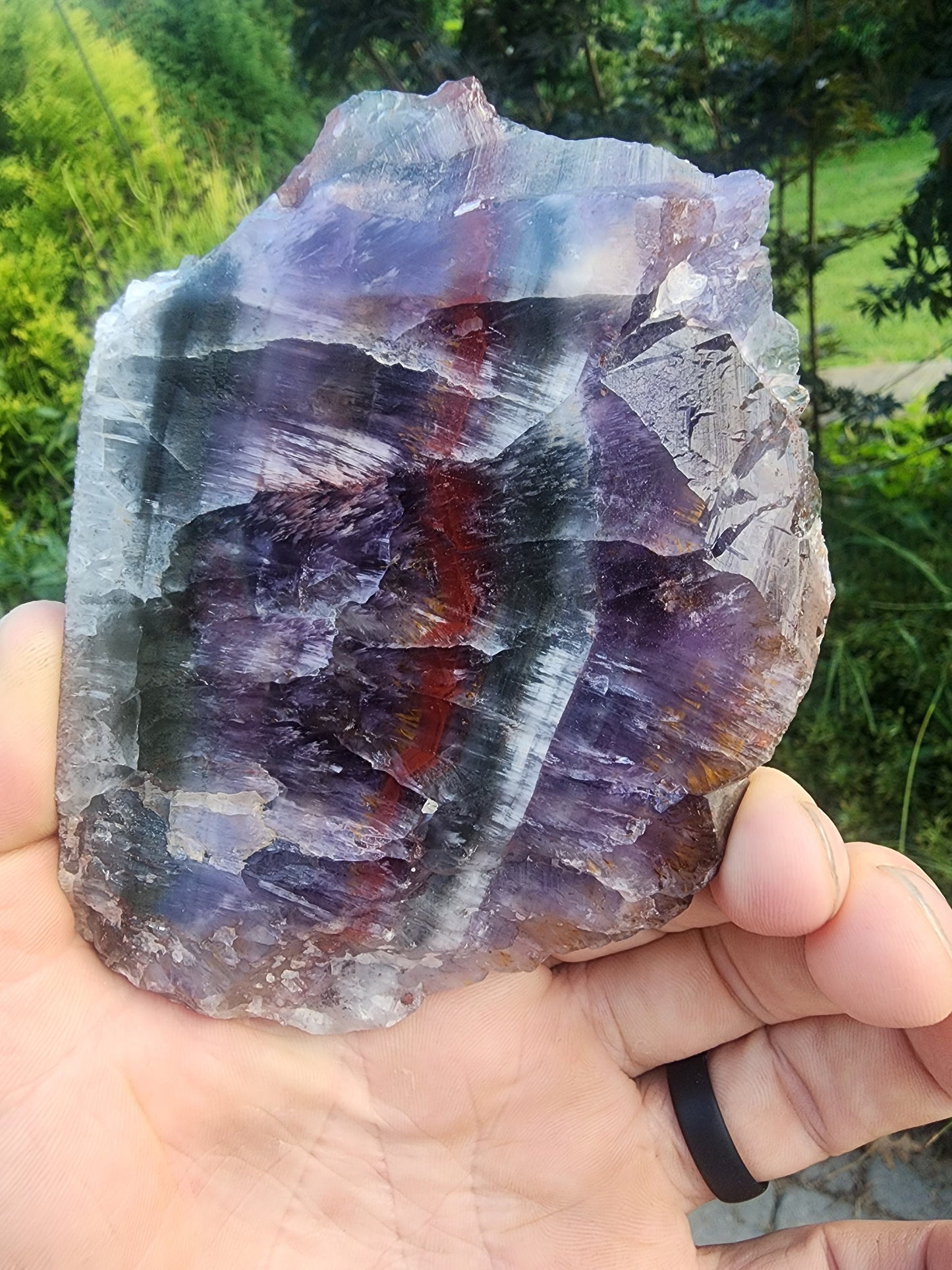Large Super Seven Quartz Multi Layered Crystal Slab from Brazil
