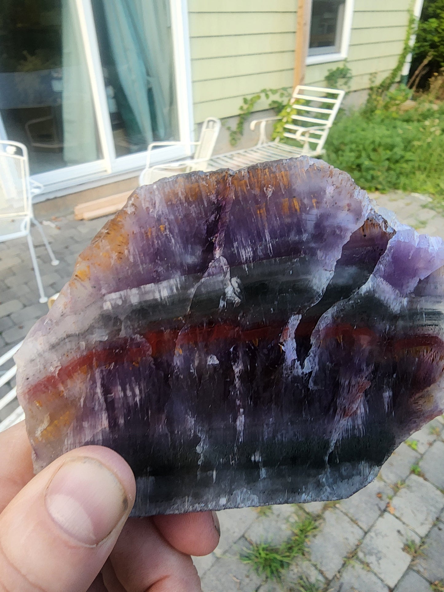 Large Super Seven Quartz Multi Layered Crystal Slab from Brazil