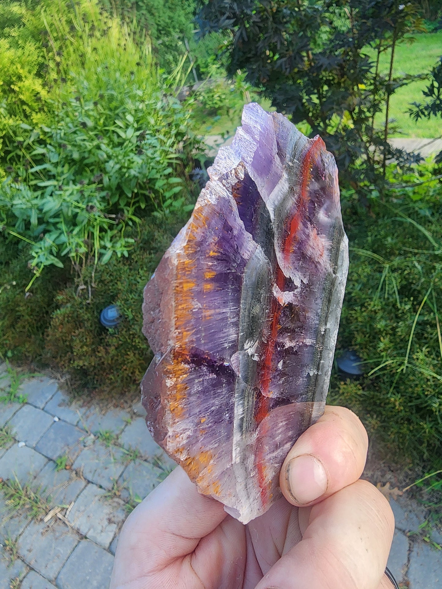 Large Super Seven Quartz Multi Layered Crystal Slab from Brazil