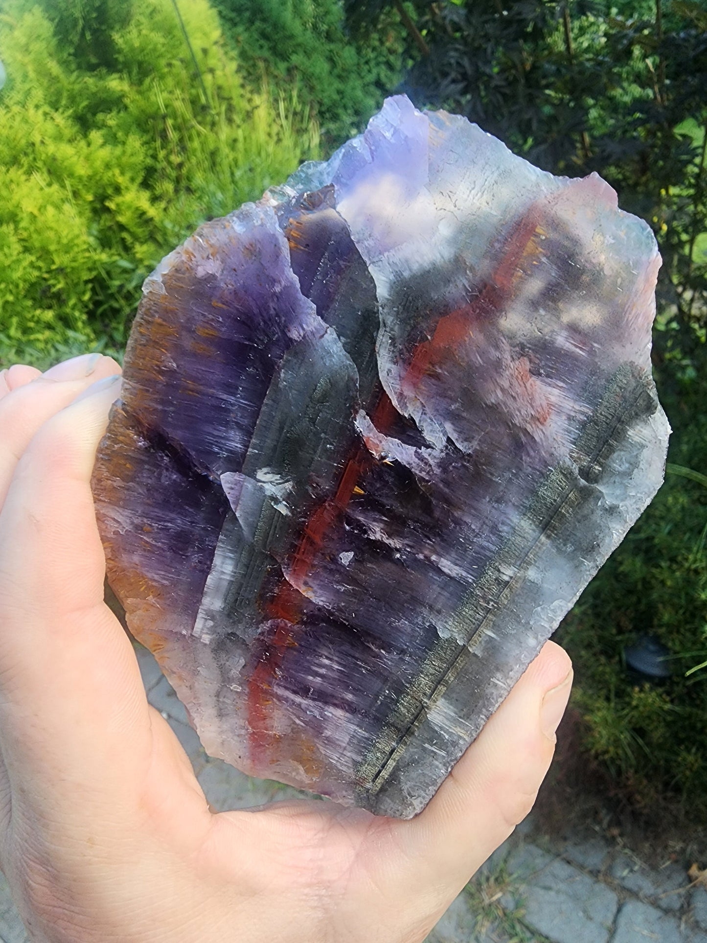 Large Super Seven Quartz Multi Layered Crystal Slab from Brazil