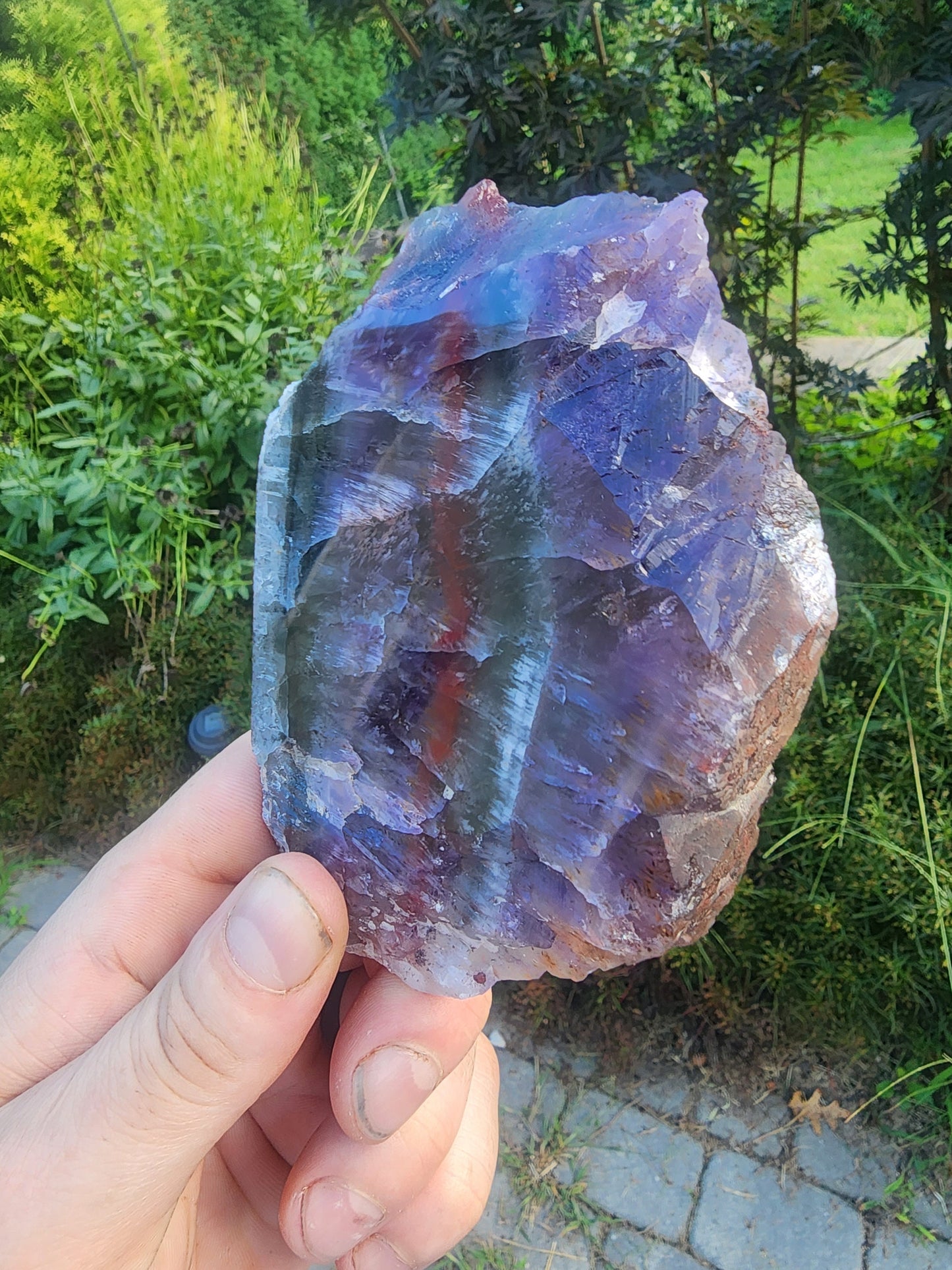 Large Super Seven Quartz Multi Layered Crystal Slab from Brazil