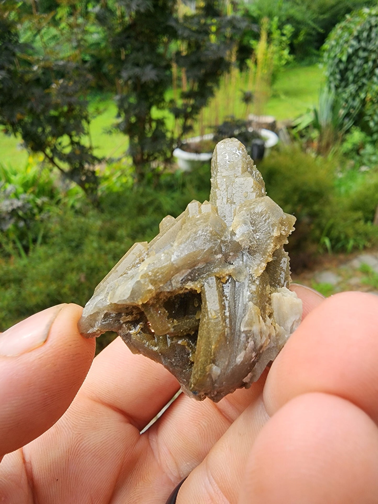 Hedenbergite in Quartz Cluster from Inner Mongolia