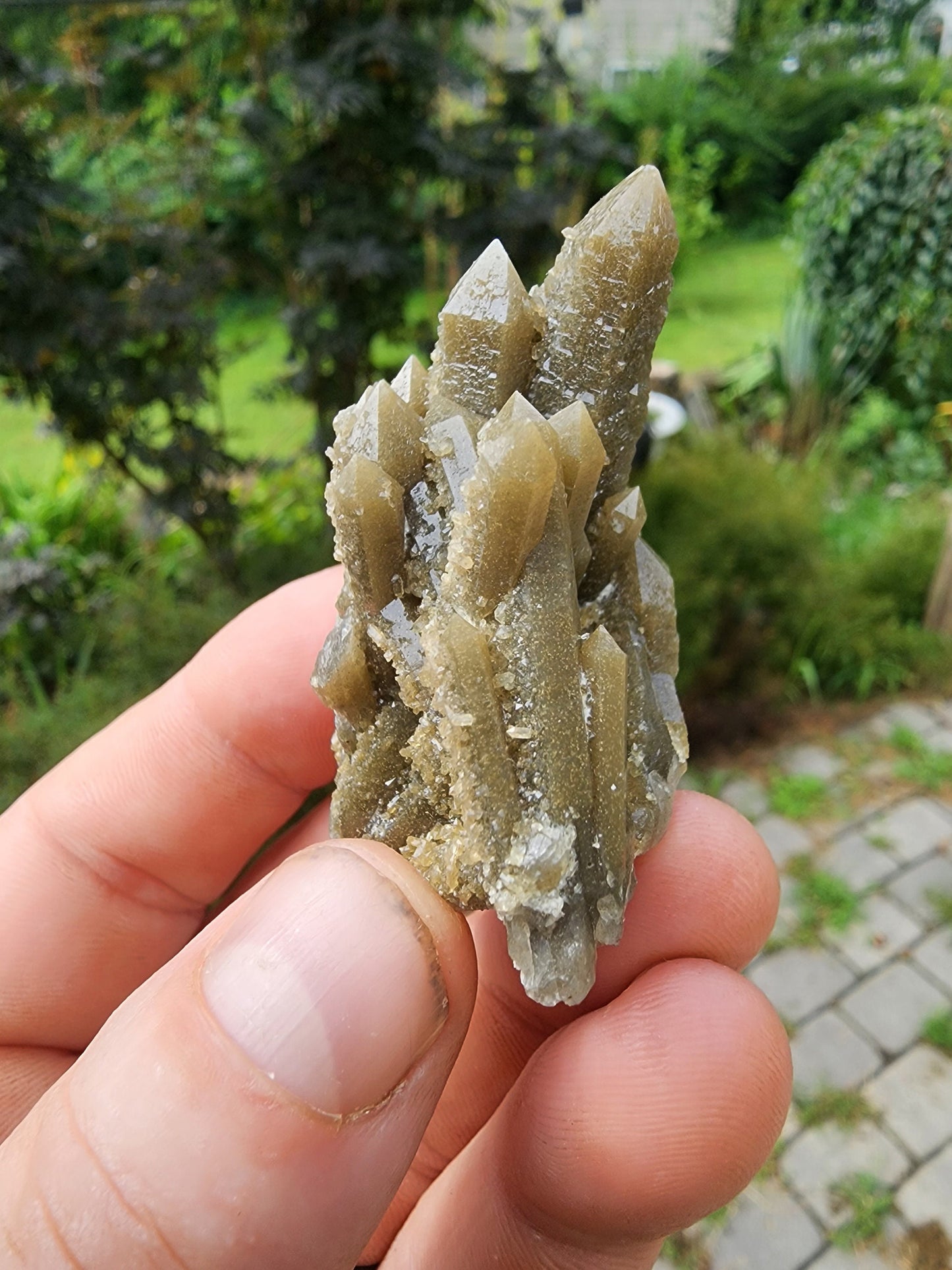 Hedenbergite in Quartz Cluster from Inner Mongolia