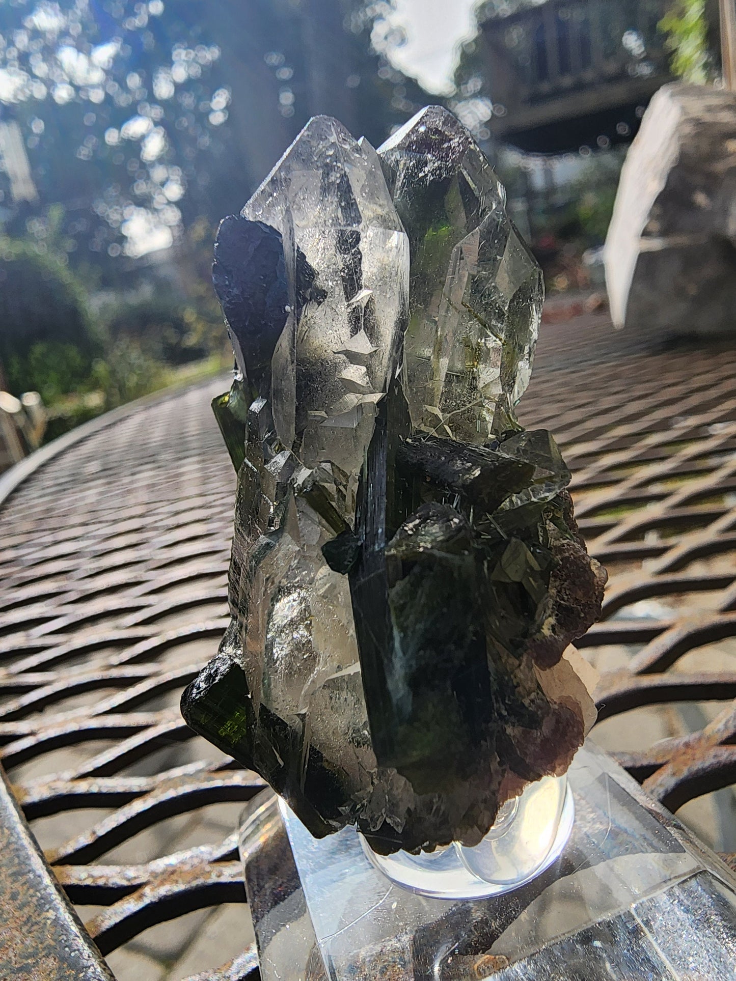 Green Tourmaline in Quartz from Brazil