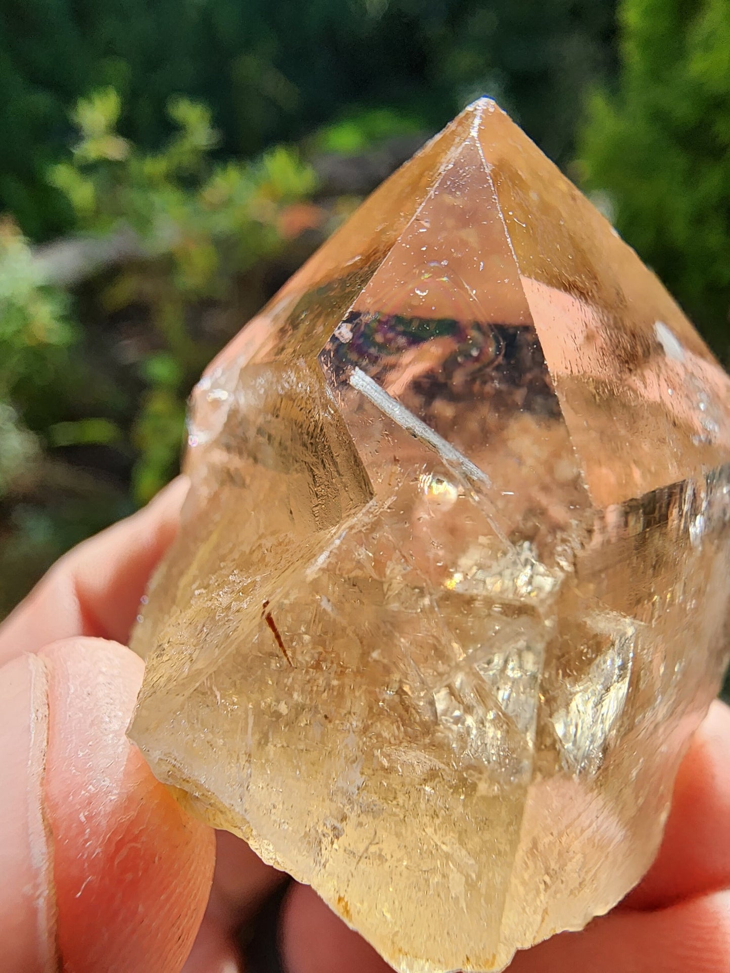Natural Citrine Point with Phantoms from Minas Gerais, Brazil