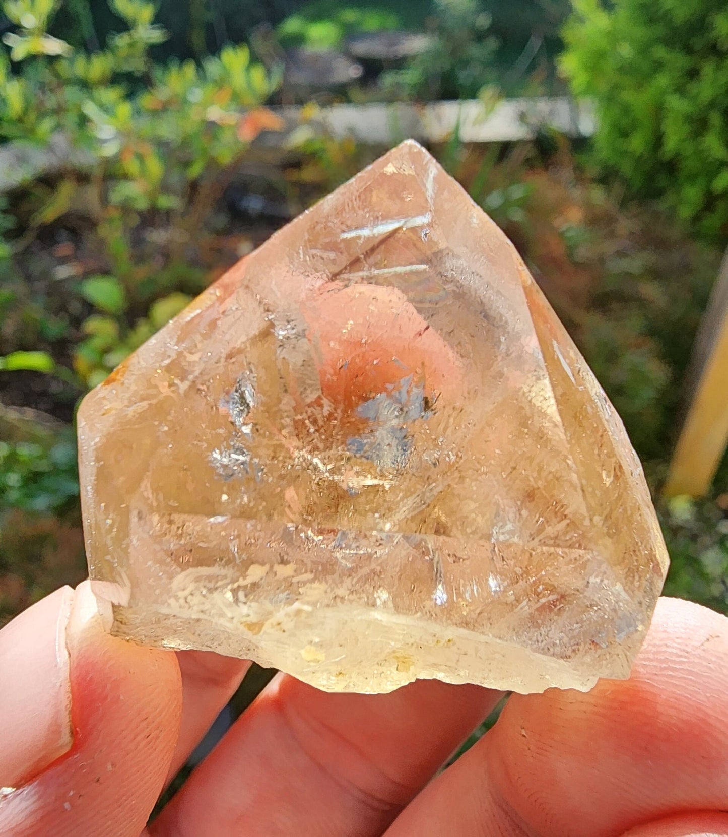 Natural Citrine Point with Phantoms from Minas Gerais, Brazil