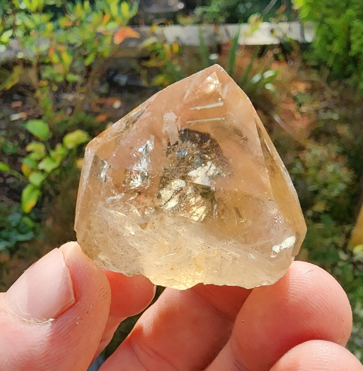 Natural Citrine Point with Phantoms from Minas Gerais, Brazil