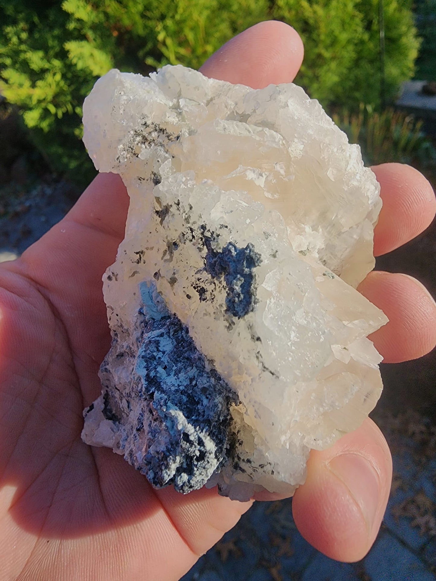 Calcite with Blue Fluorite from Xianghualing Mine China