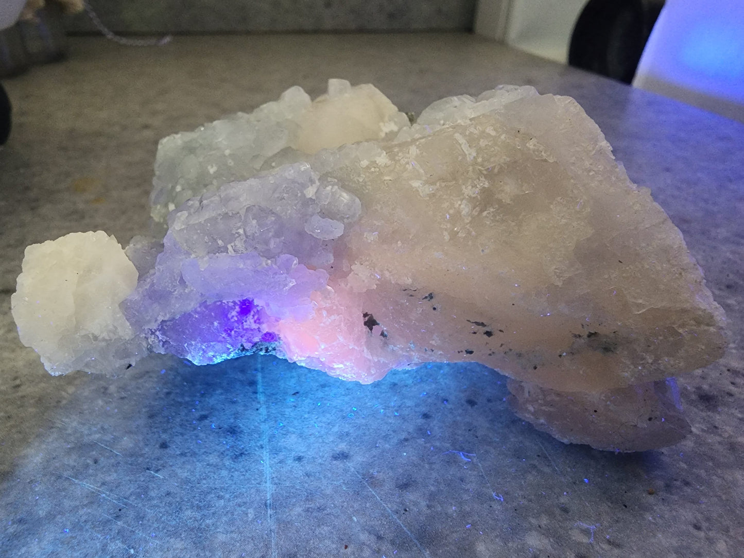 Calcite with Blue Fluorite from Xianghualing Mine China