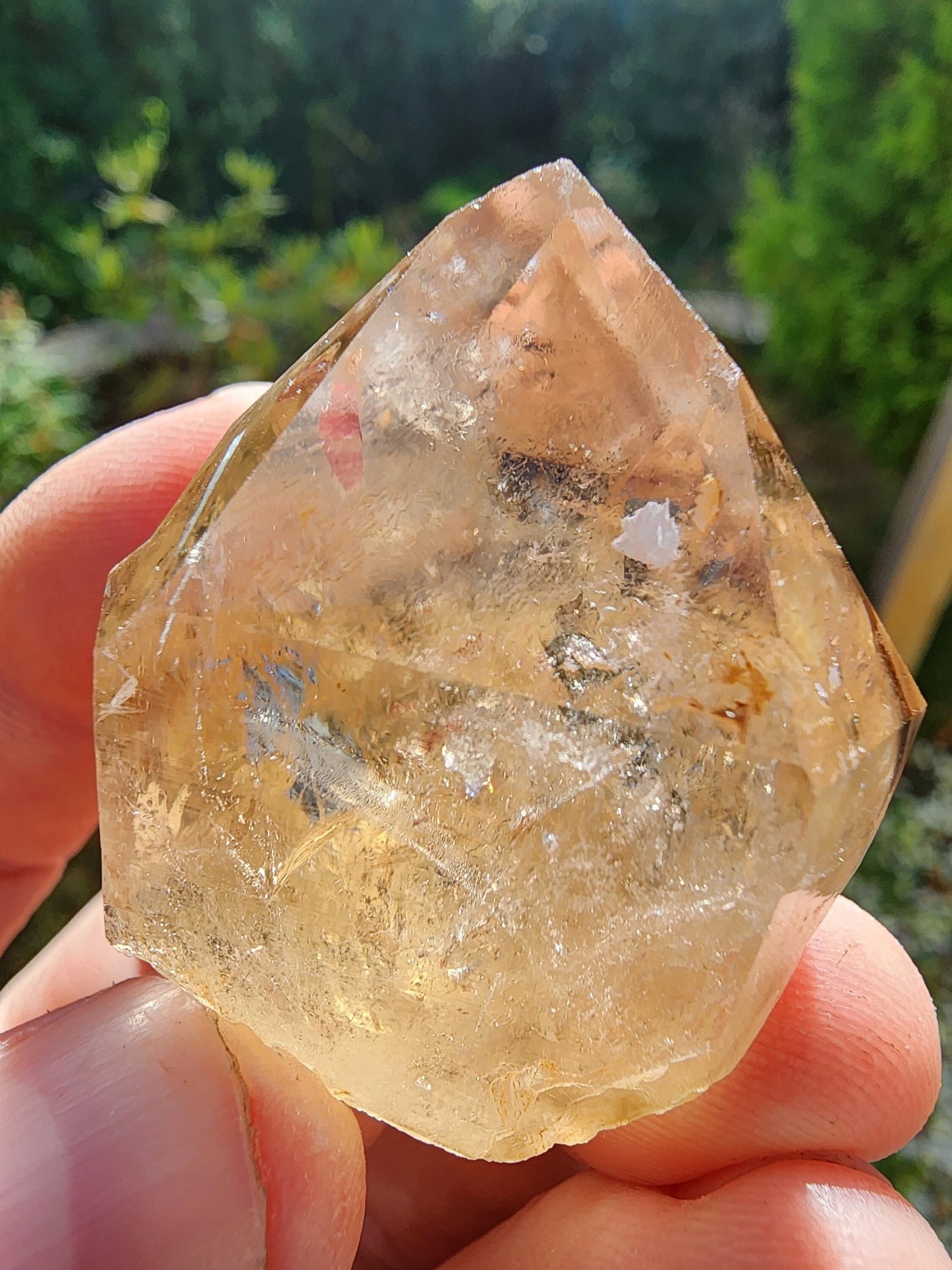 Natural Citrine Point with Phantoms from Minas Gerais, Brazil