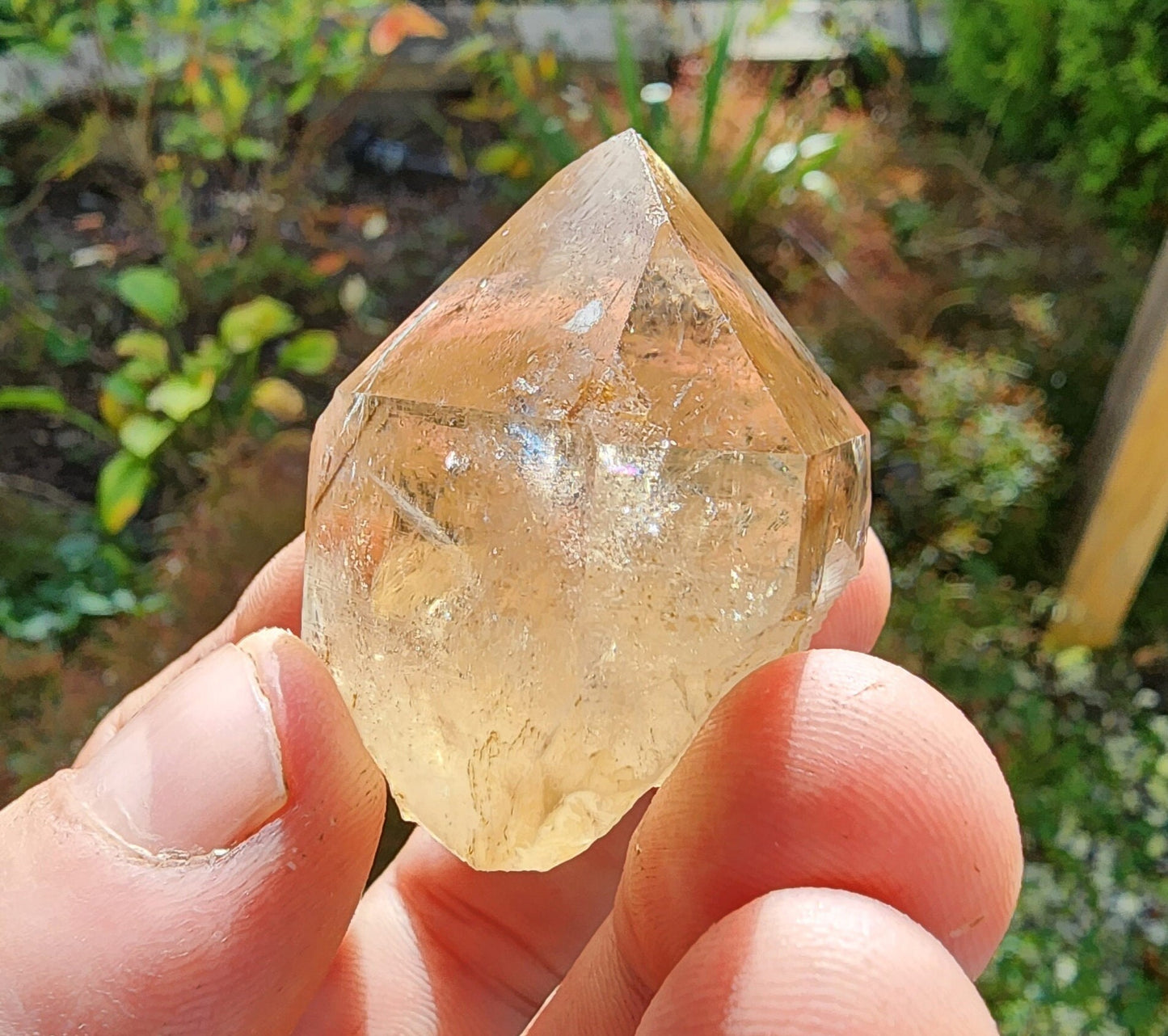 Natural Citrine Point with Phantoms from Minas Gerais, Brazil
