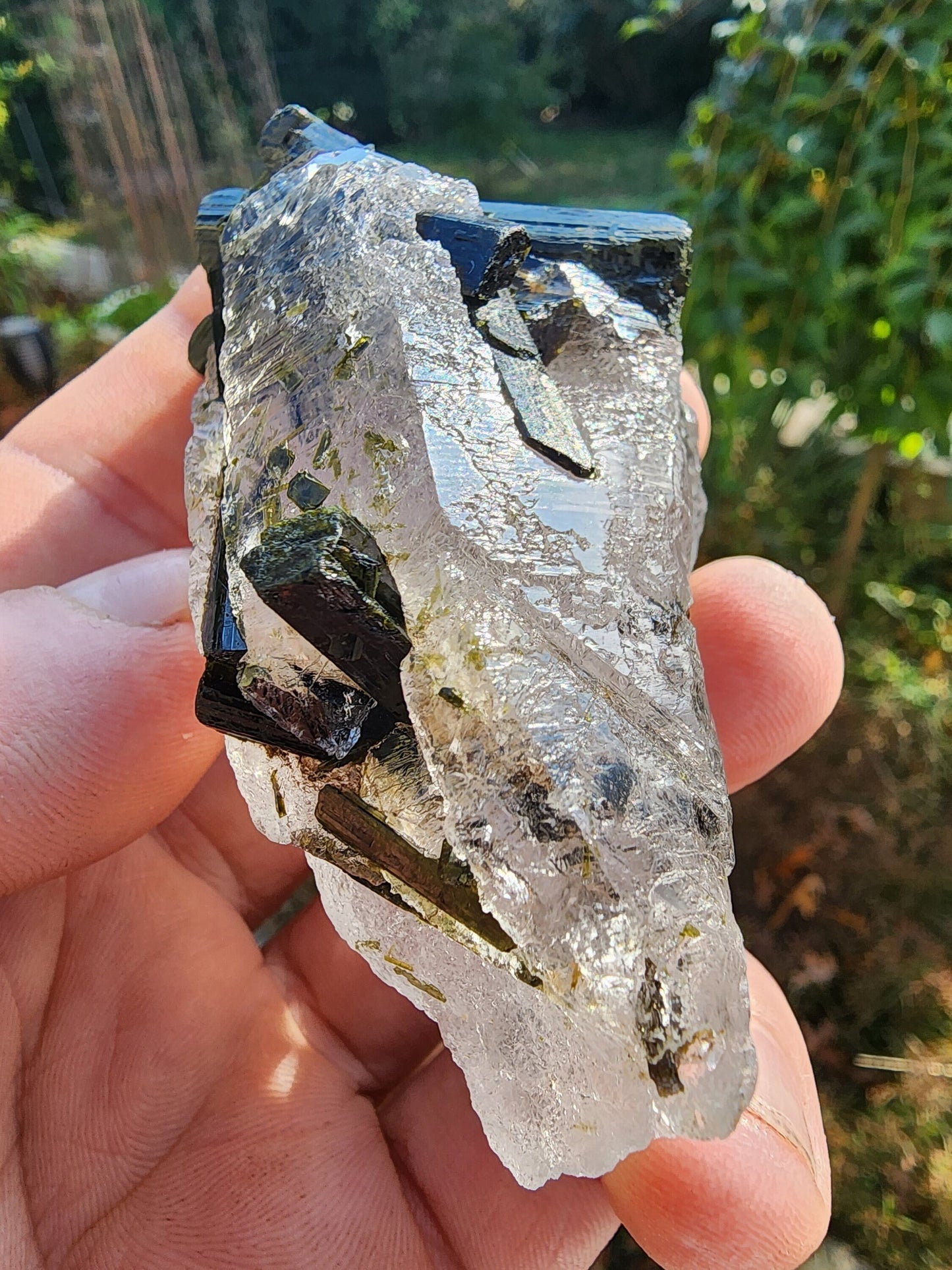 Green Tourmaline in Terminated Crystal Quartz from Minas Gerais, Brazil