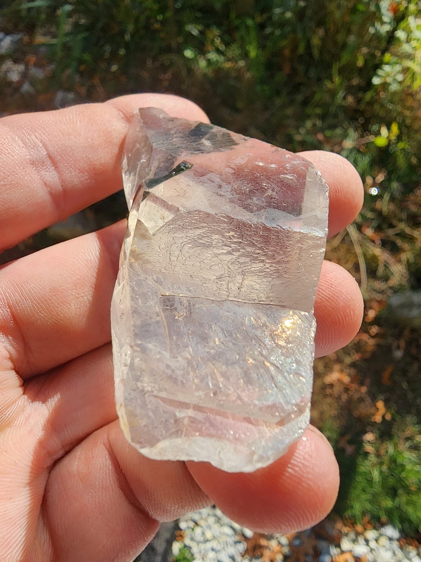 Green Tourmaline in Tabular Quartz from Minas Gerais, Brazil