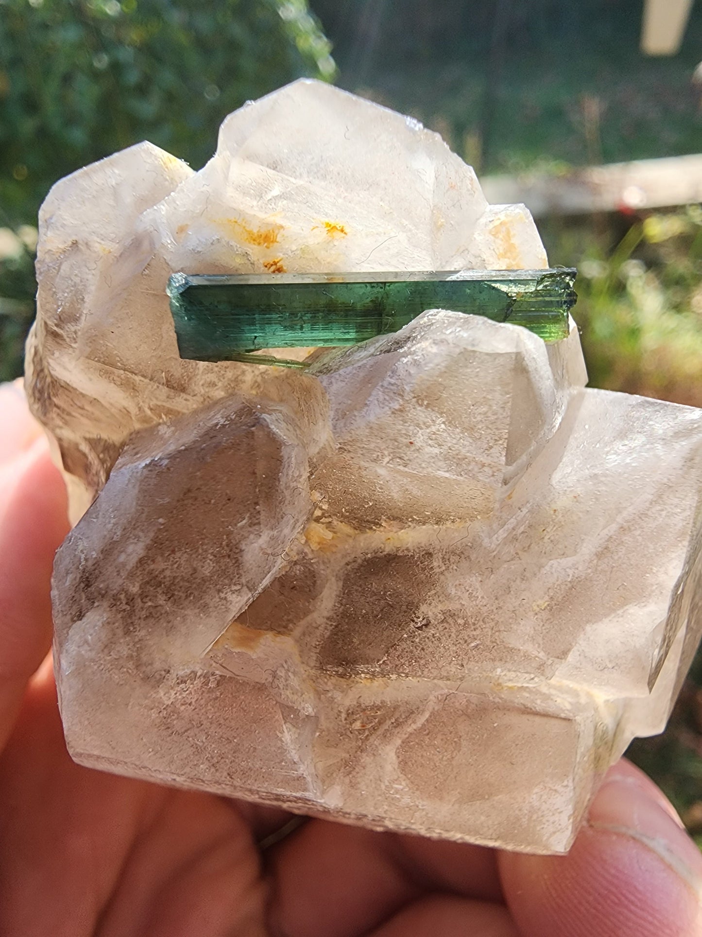 Gemmy Tourmaline in Terminated Smoky Quartz from Minas Gerais, Brazil