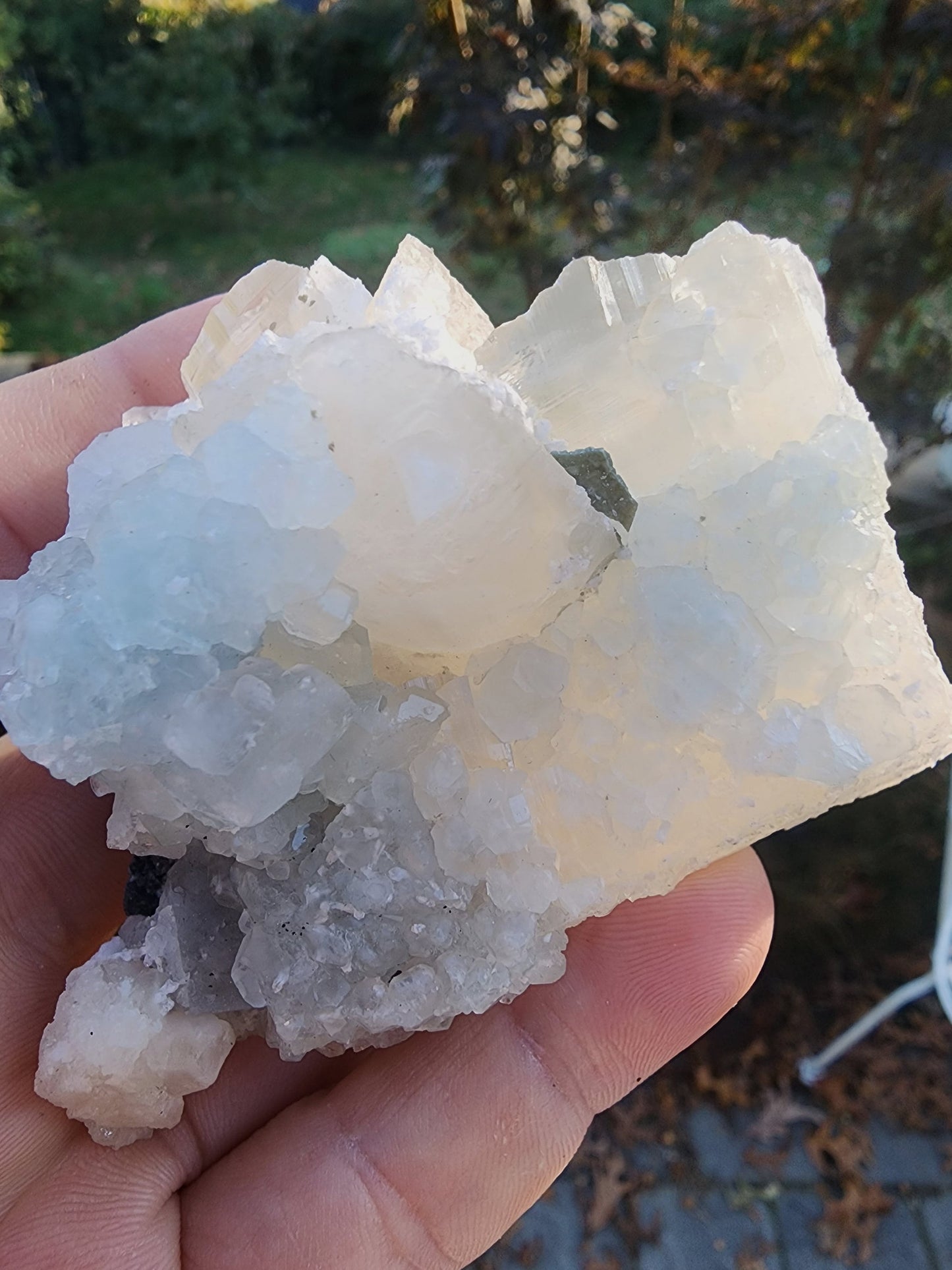 Calcite with Blue Fluorite from Xianghualing Mine China