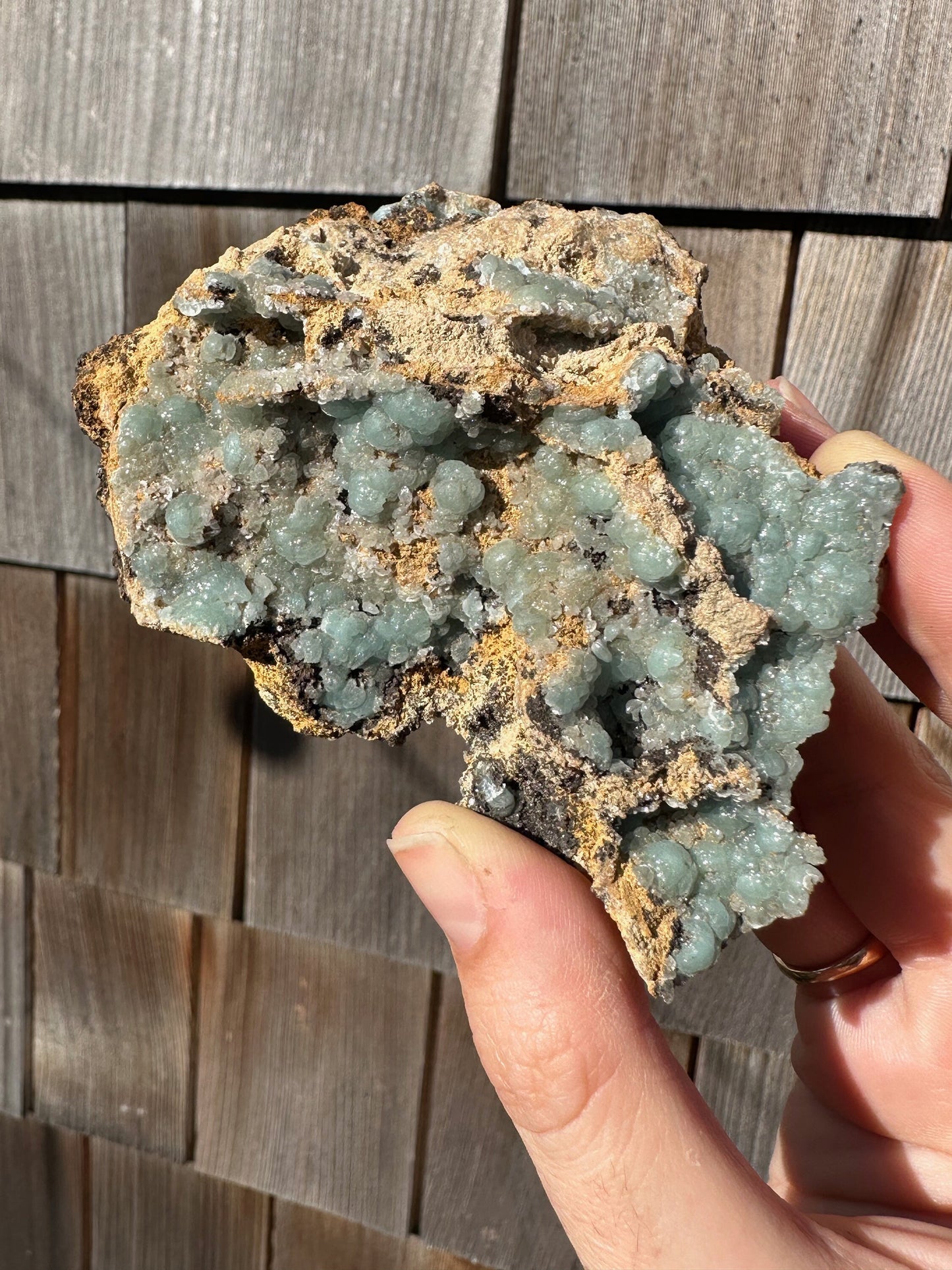 Cabinet Light Blue Hemimorphite on Matrix from 79 Mine, Arizona, USA
